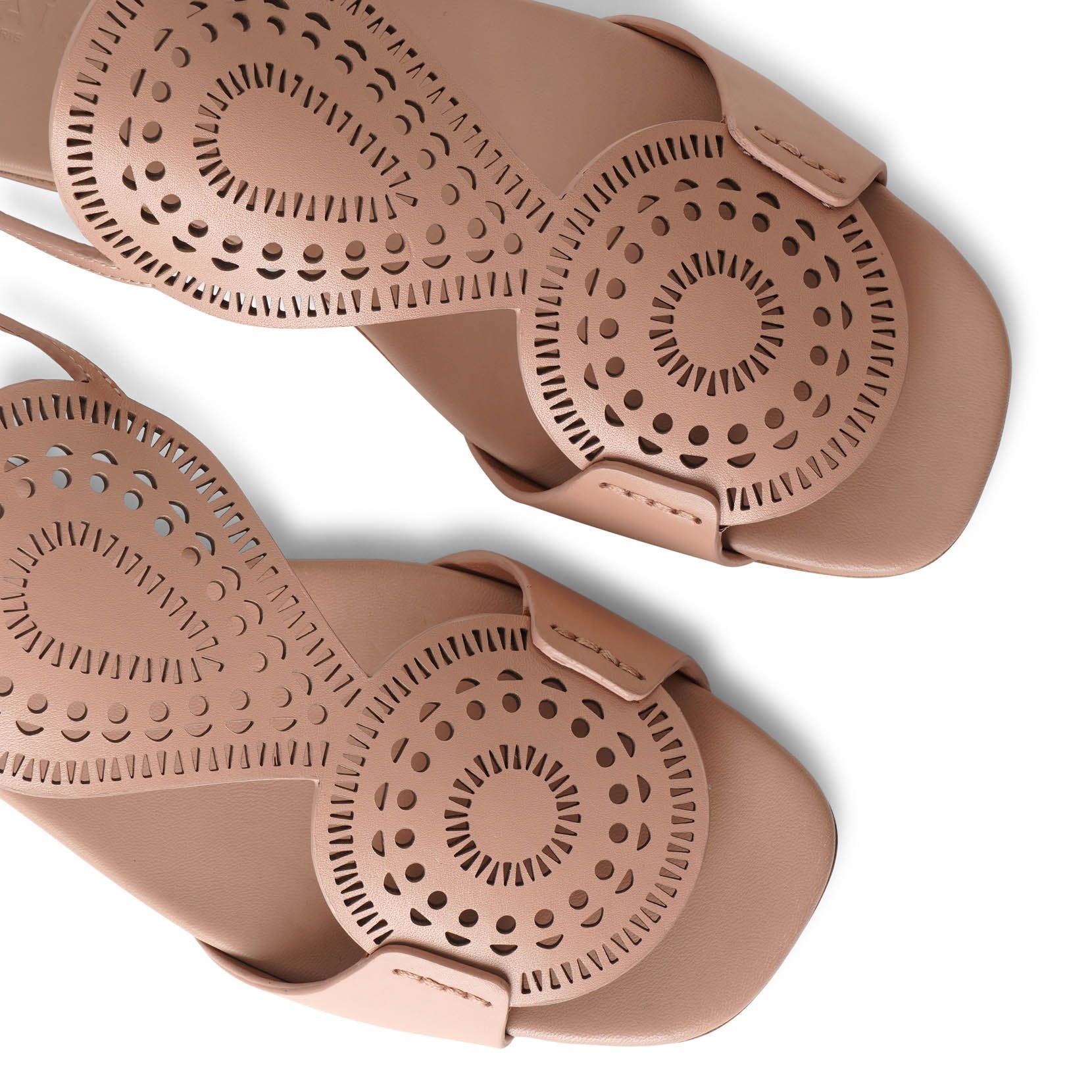 Laser-cut leather flat sandals