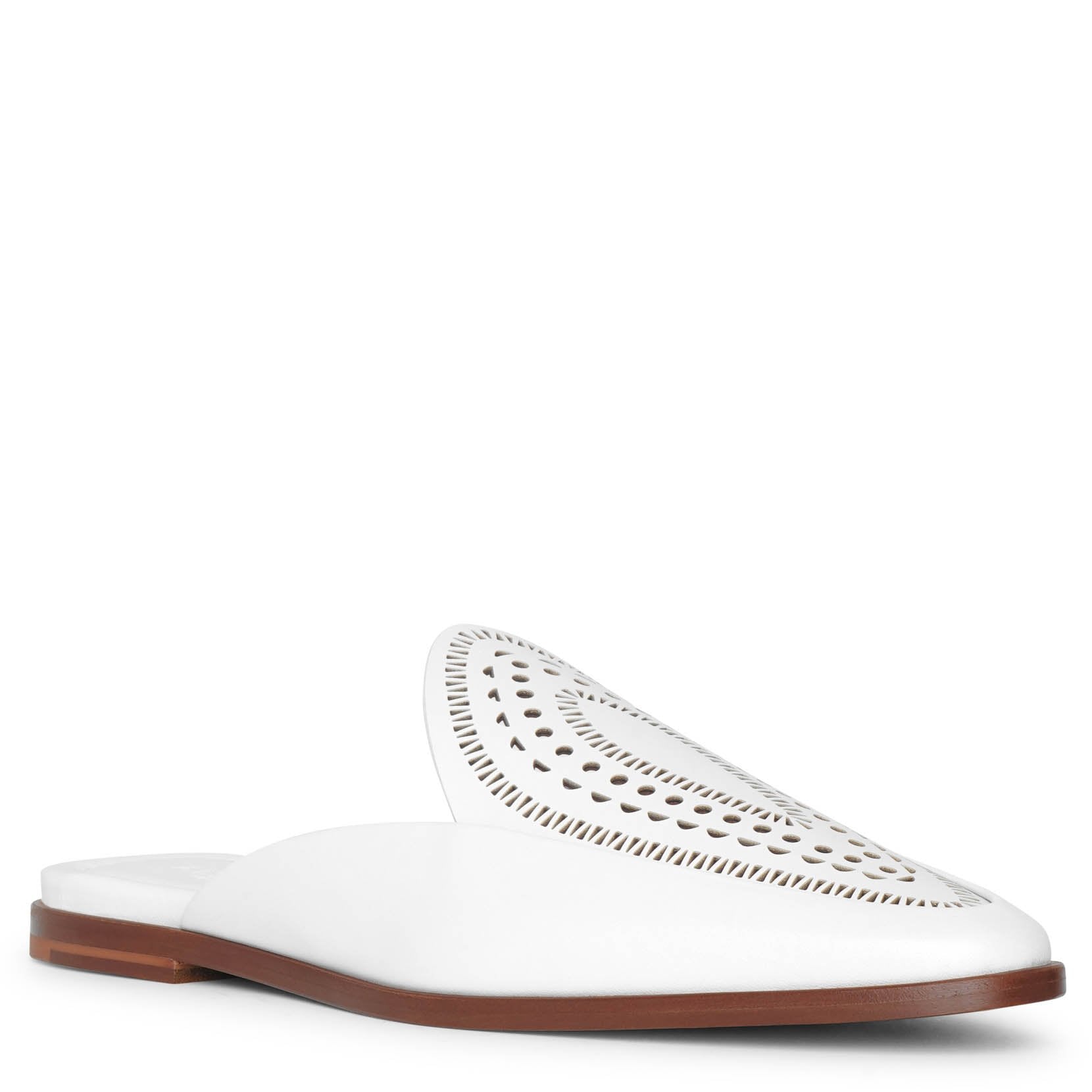 Laser-cut leather half loafers
