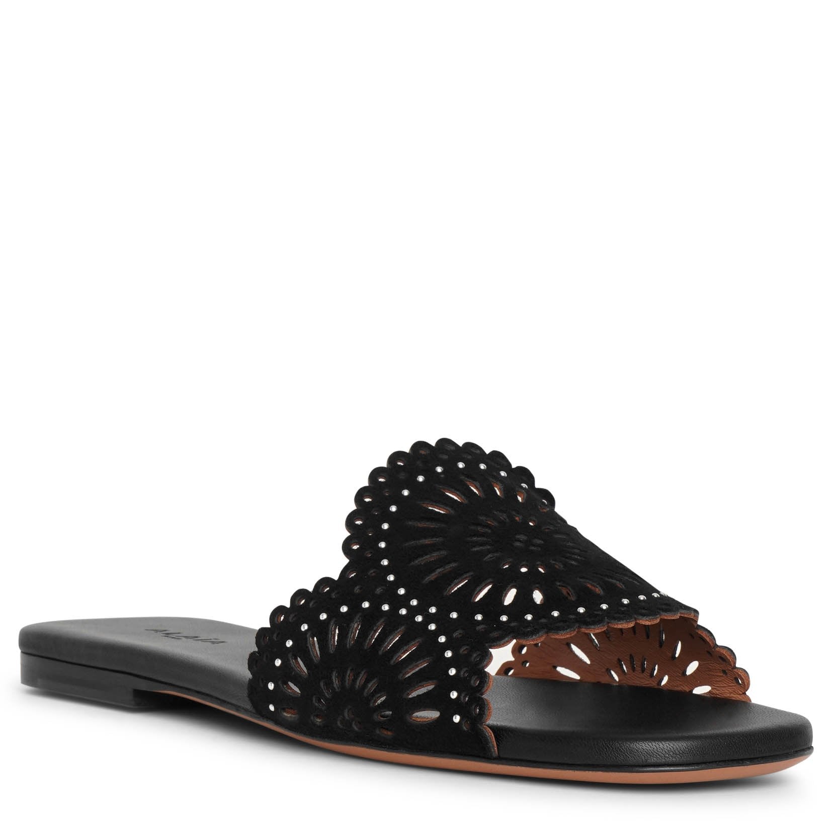 Molukai flat black suede mules