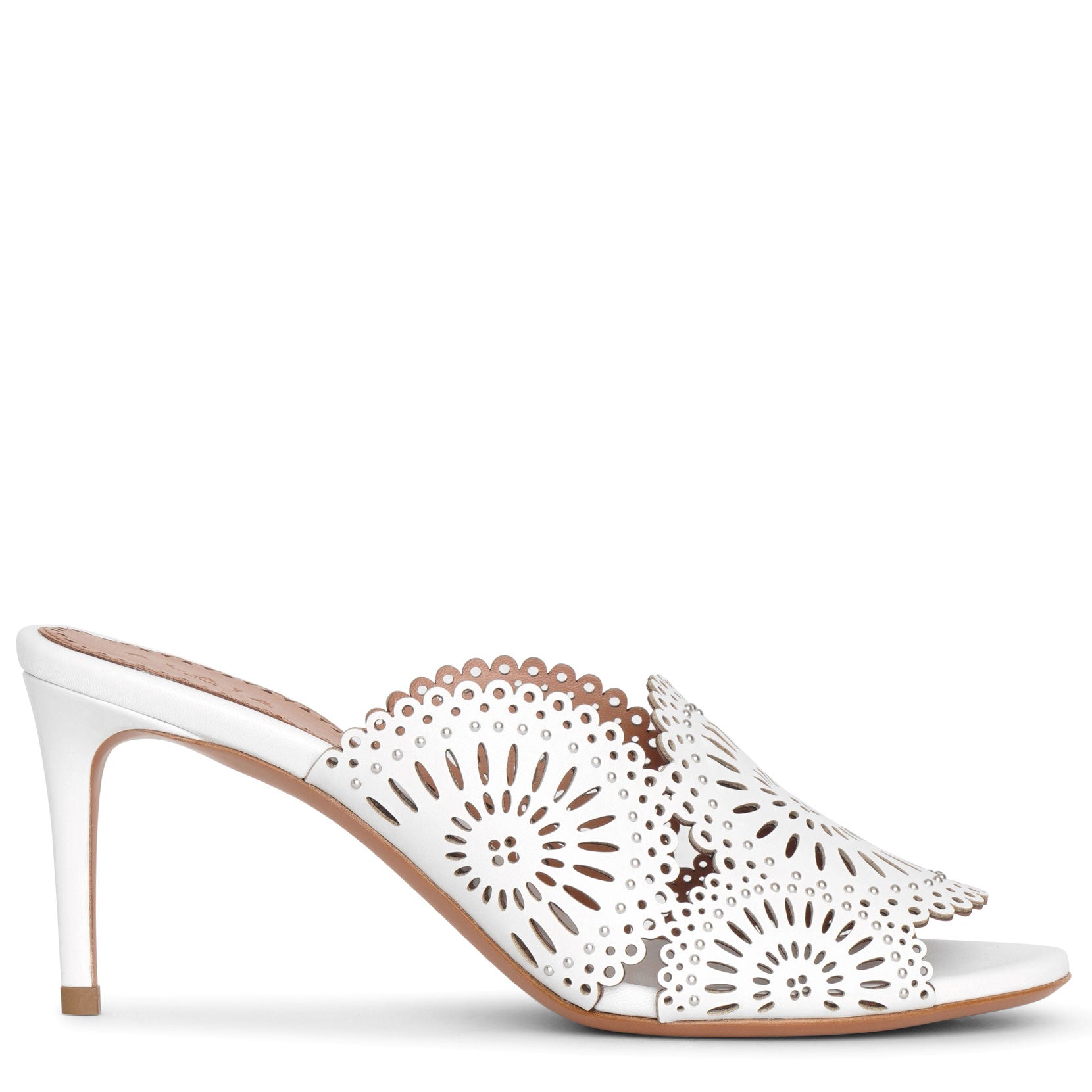 Molukai 70 white leather mules