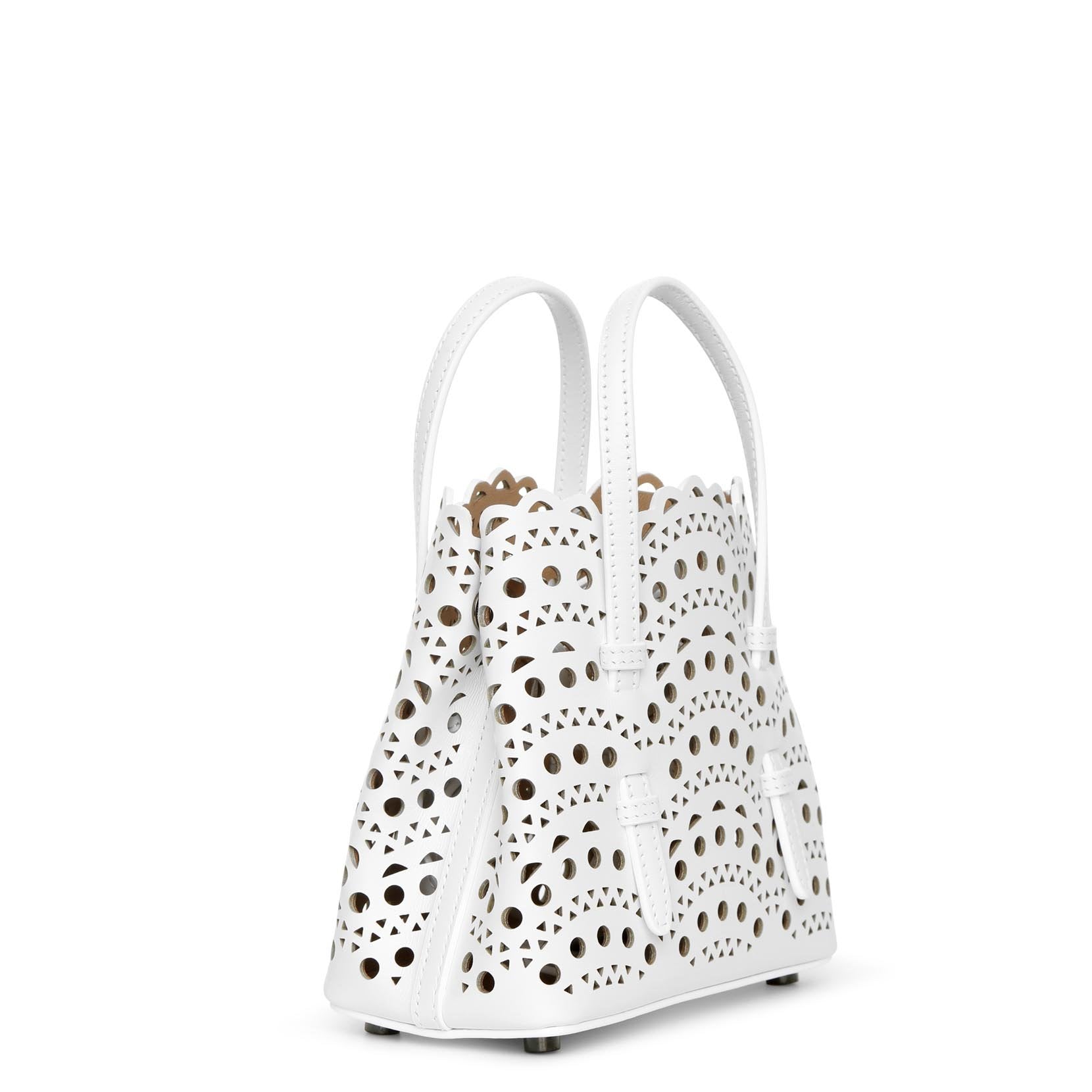 Mina 16 vienne vague white leather tote bag