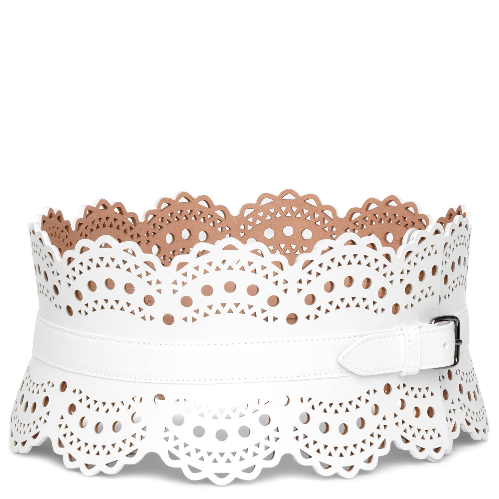Bustier 120 white leather corset belt