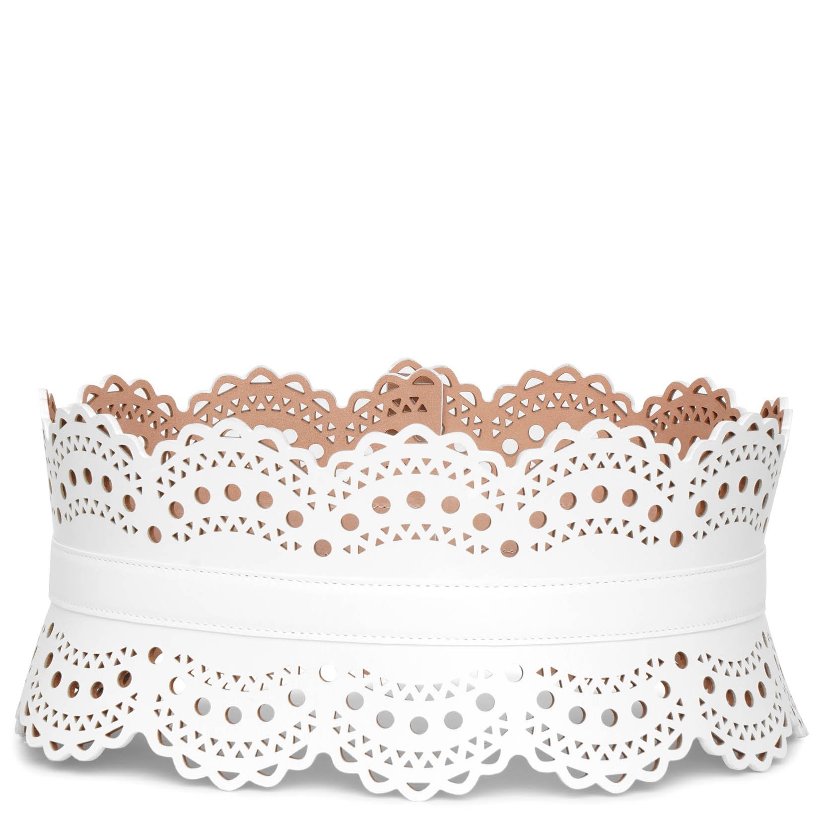 Bustier 120 white leather corset belt