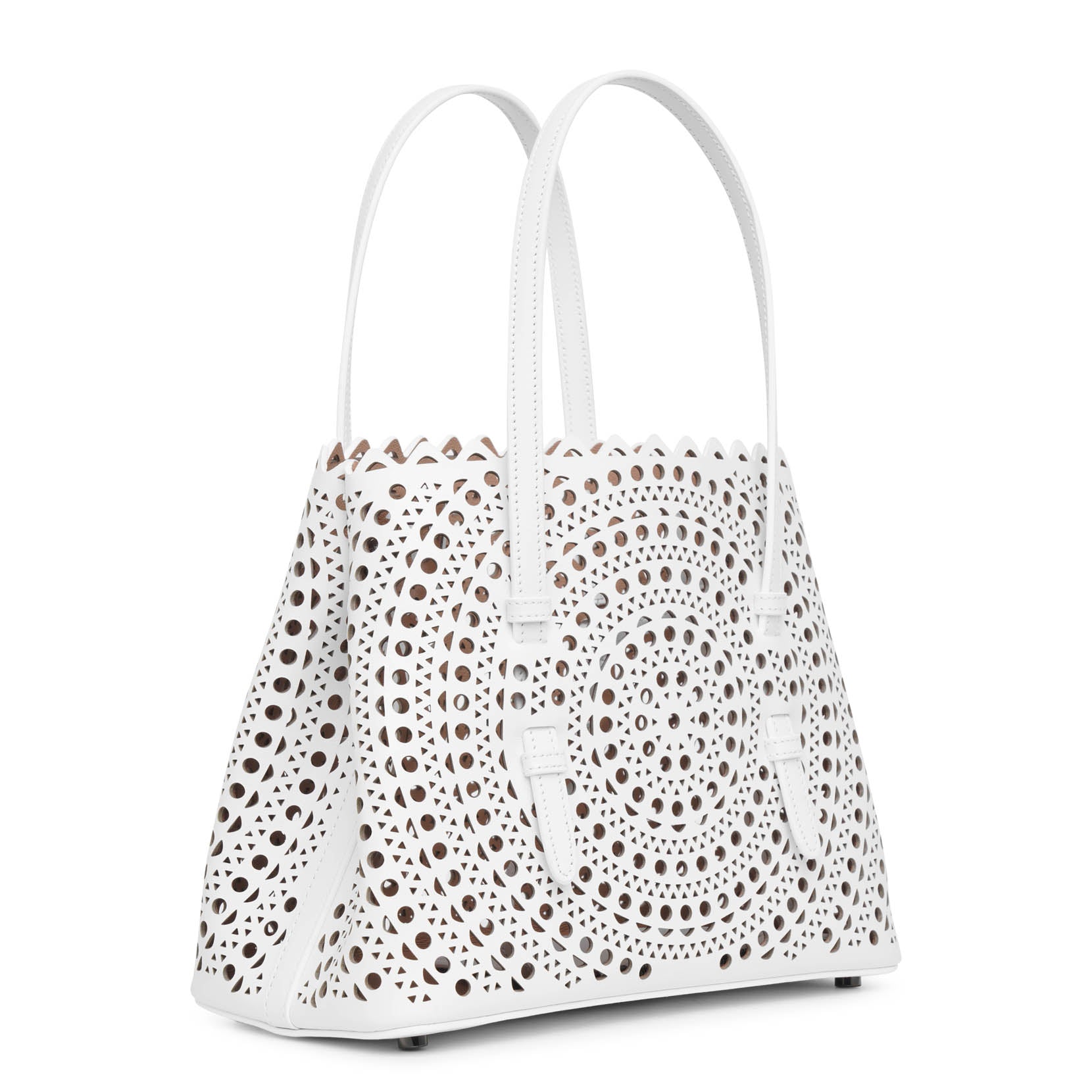 Mina 25 vienne circulaire white leather tote bag