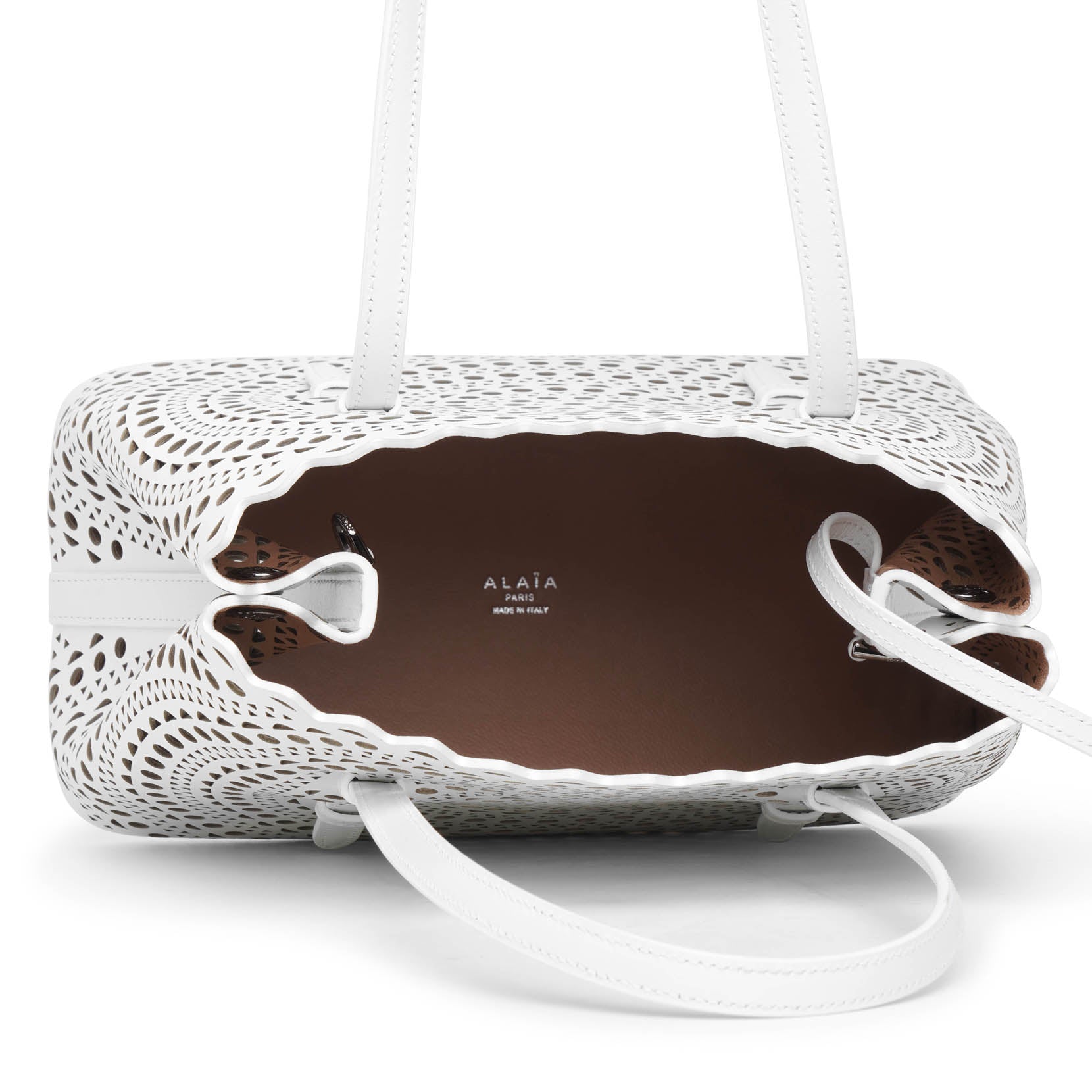 Mina 25 vienne circulaire white leather tote bag