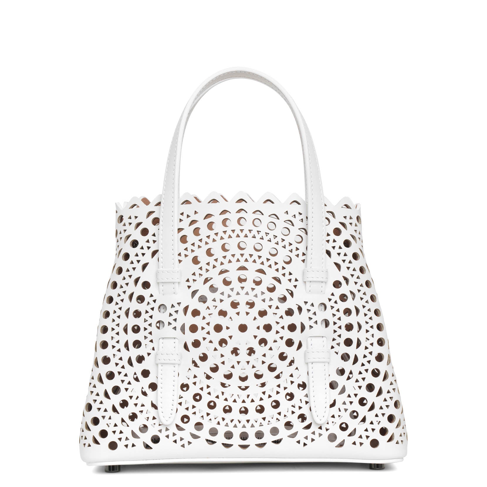 Mina 20 vienne circulaire white leather tote bag