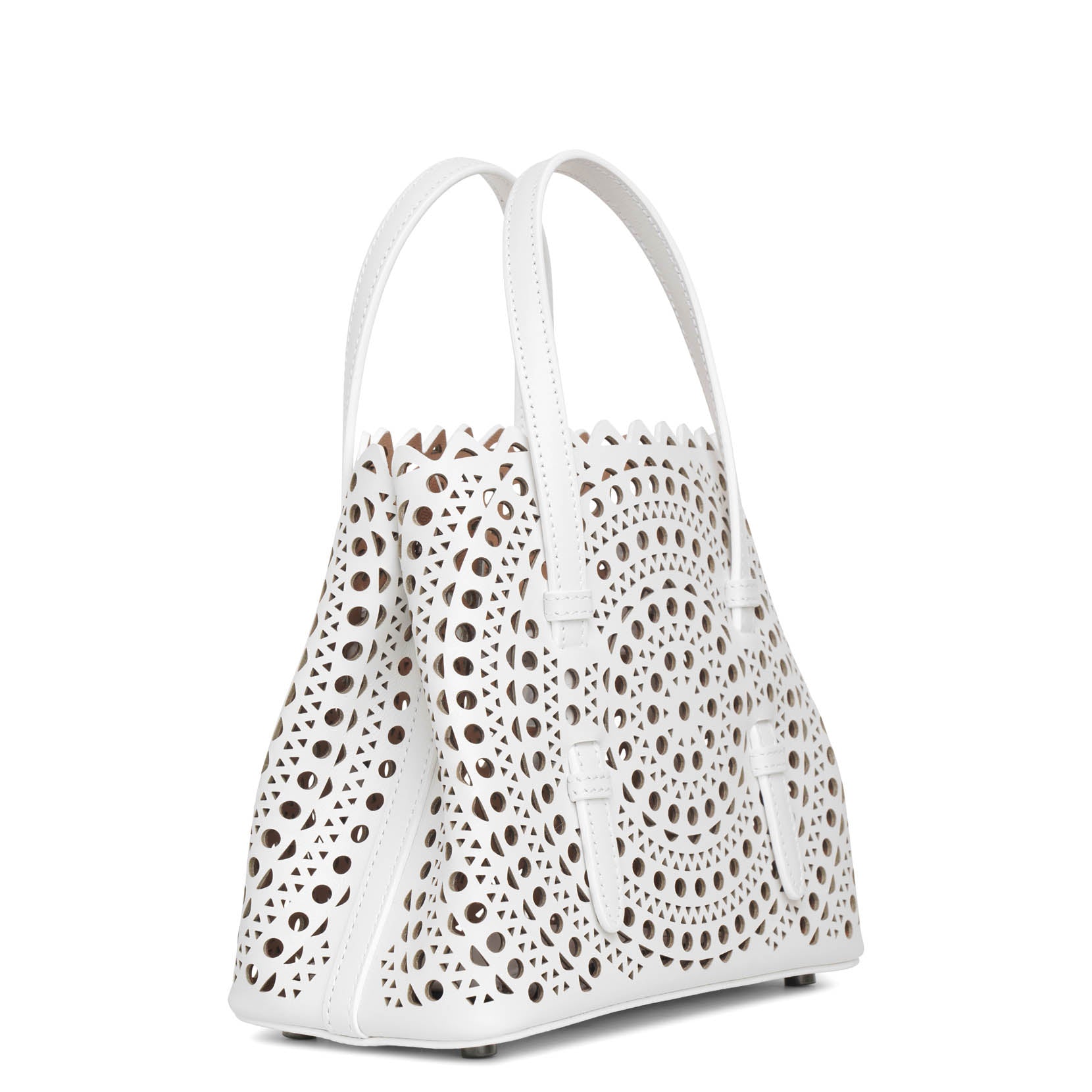 Mina 20 vienne circulaire white leather tote bag