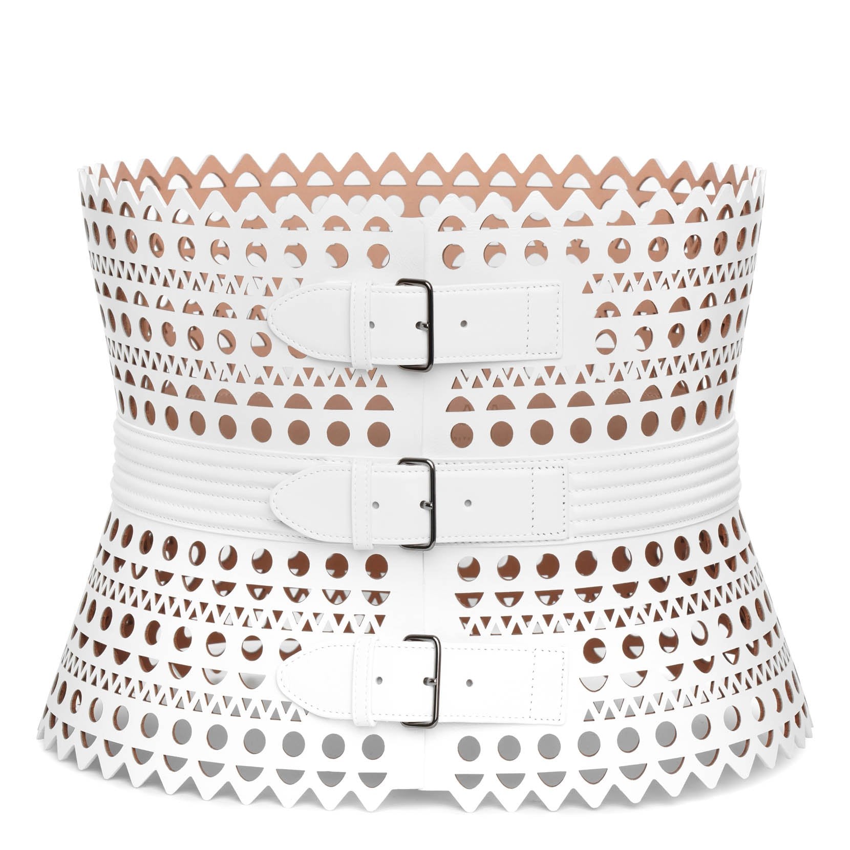 Le Corset white leather belt