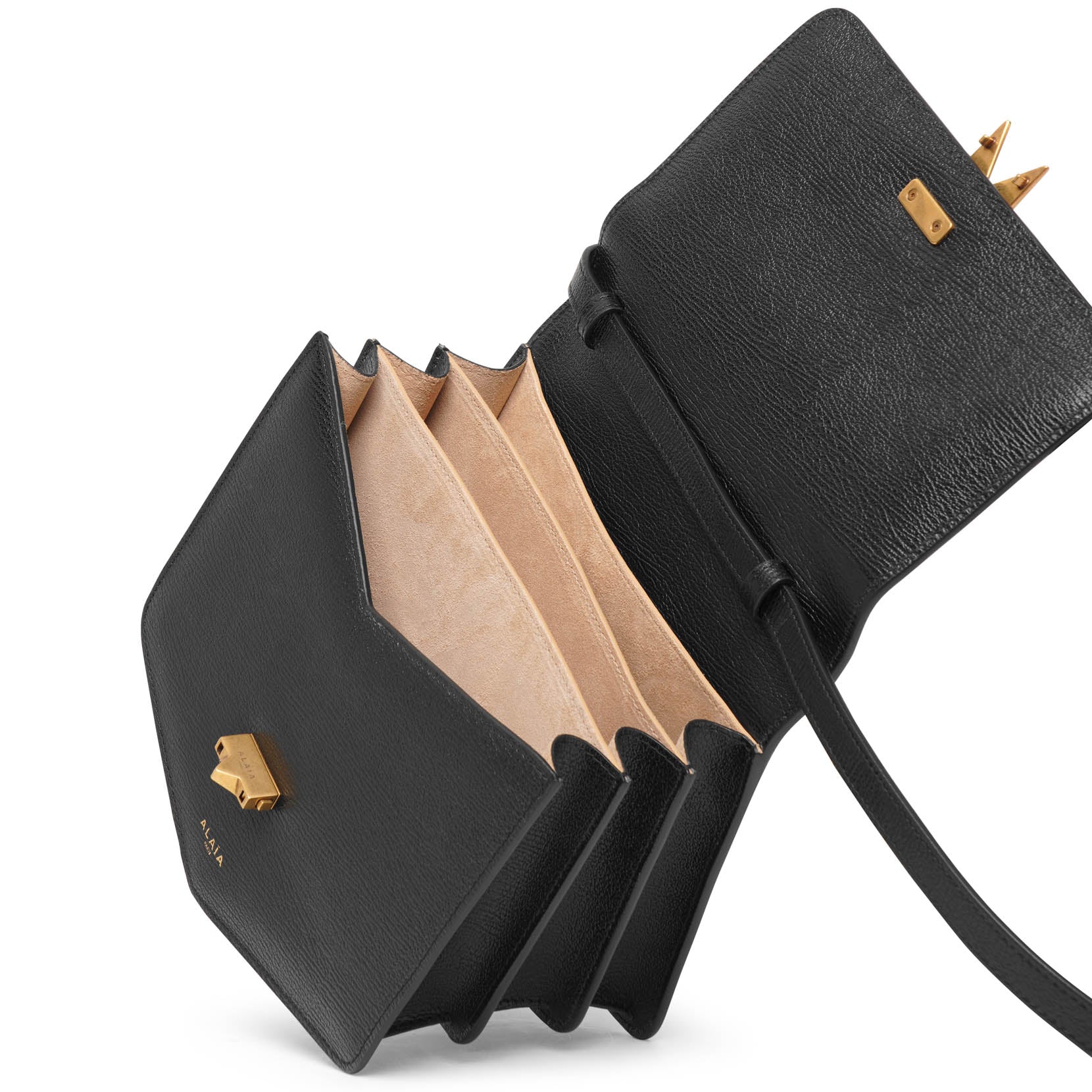 Le Papa black grained leather bag