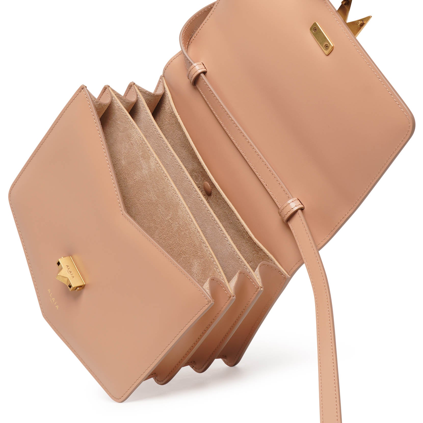 Le Papa beige box calf leather bag