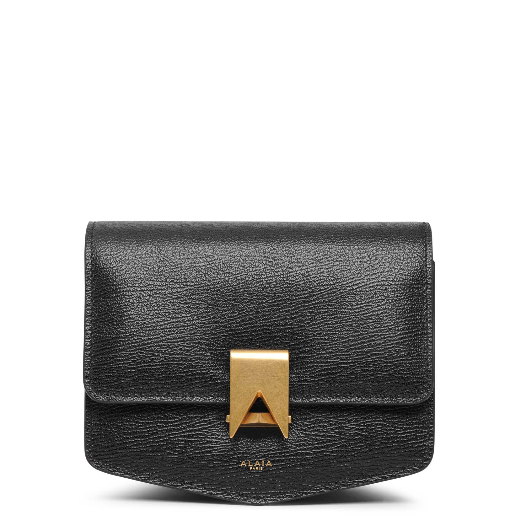 Le Papa Small black grained leather bag