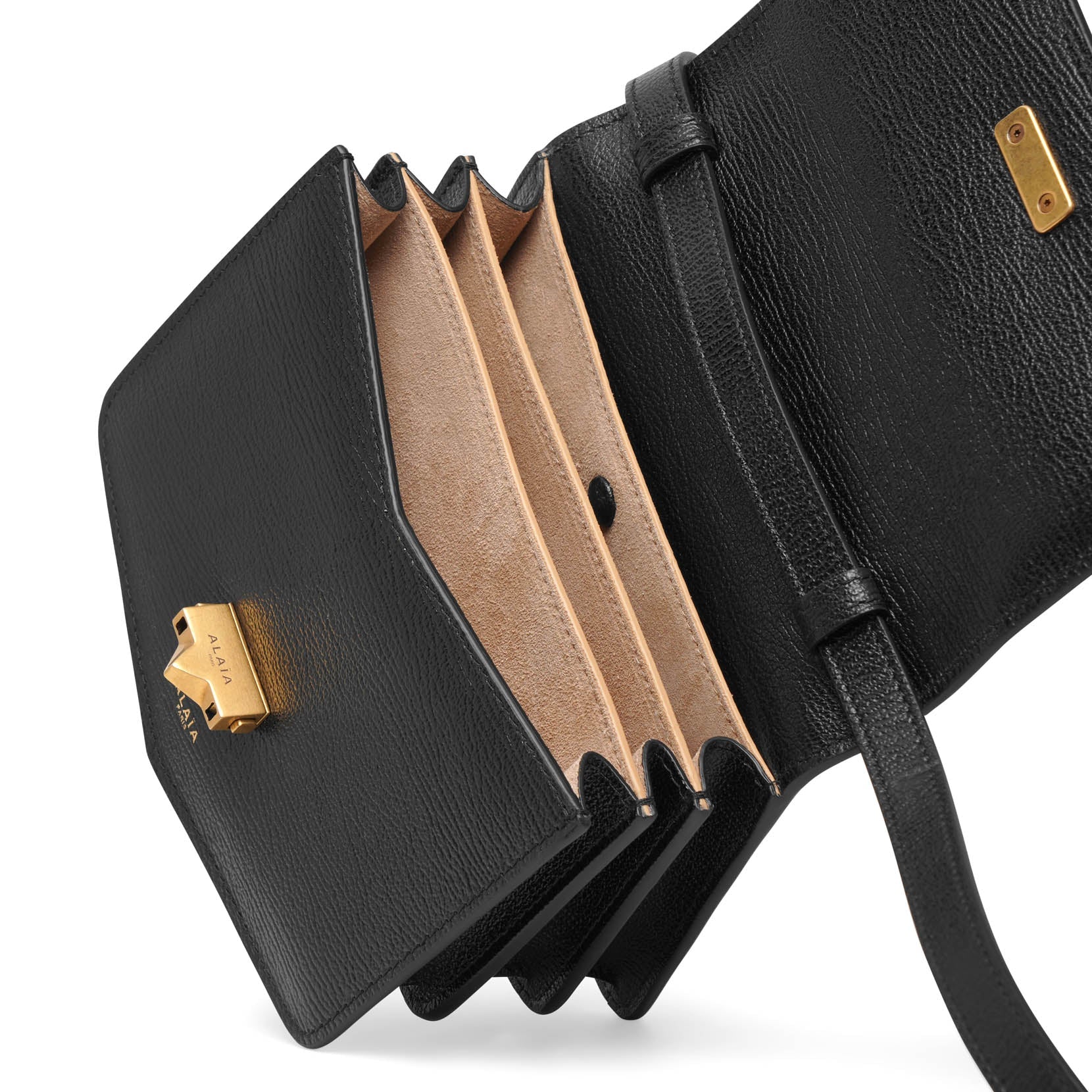 Le Papa Small black grained leather bag