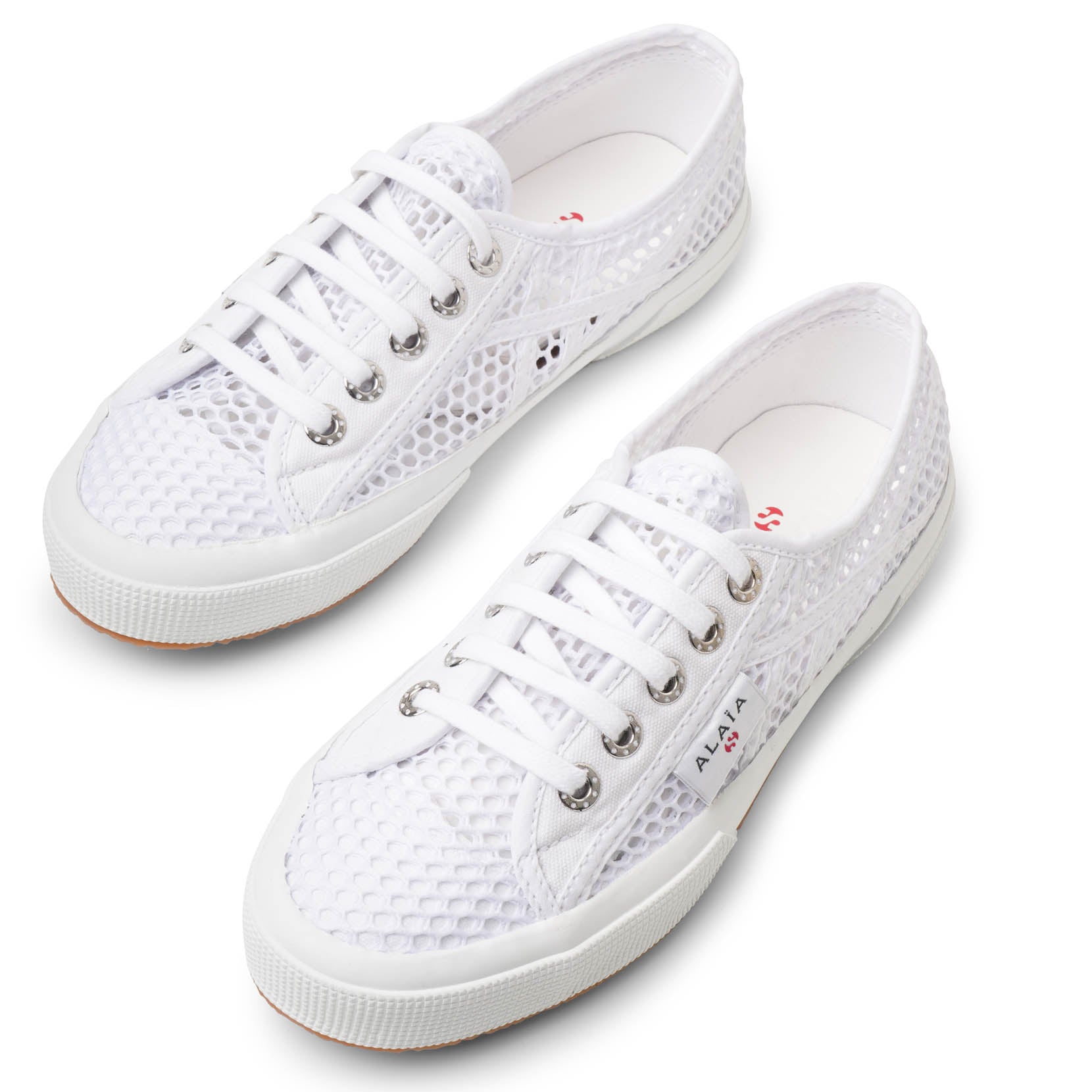 Superga white mesh sneakers