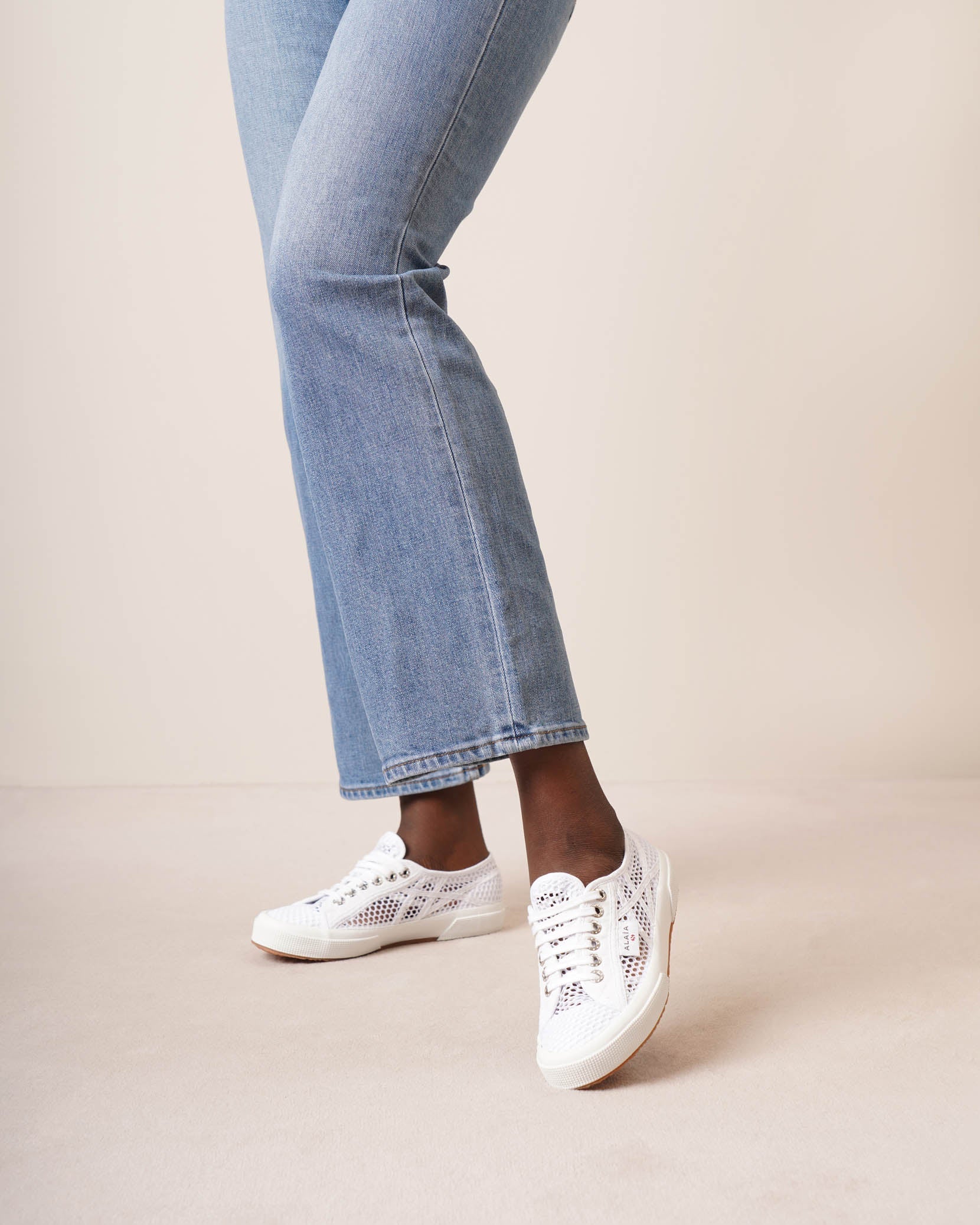 Superga white mesh sneakers
