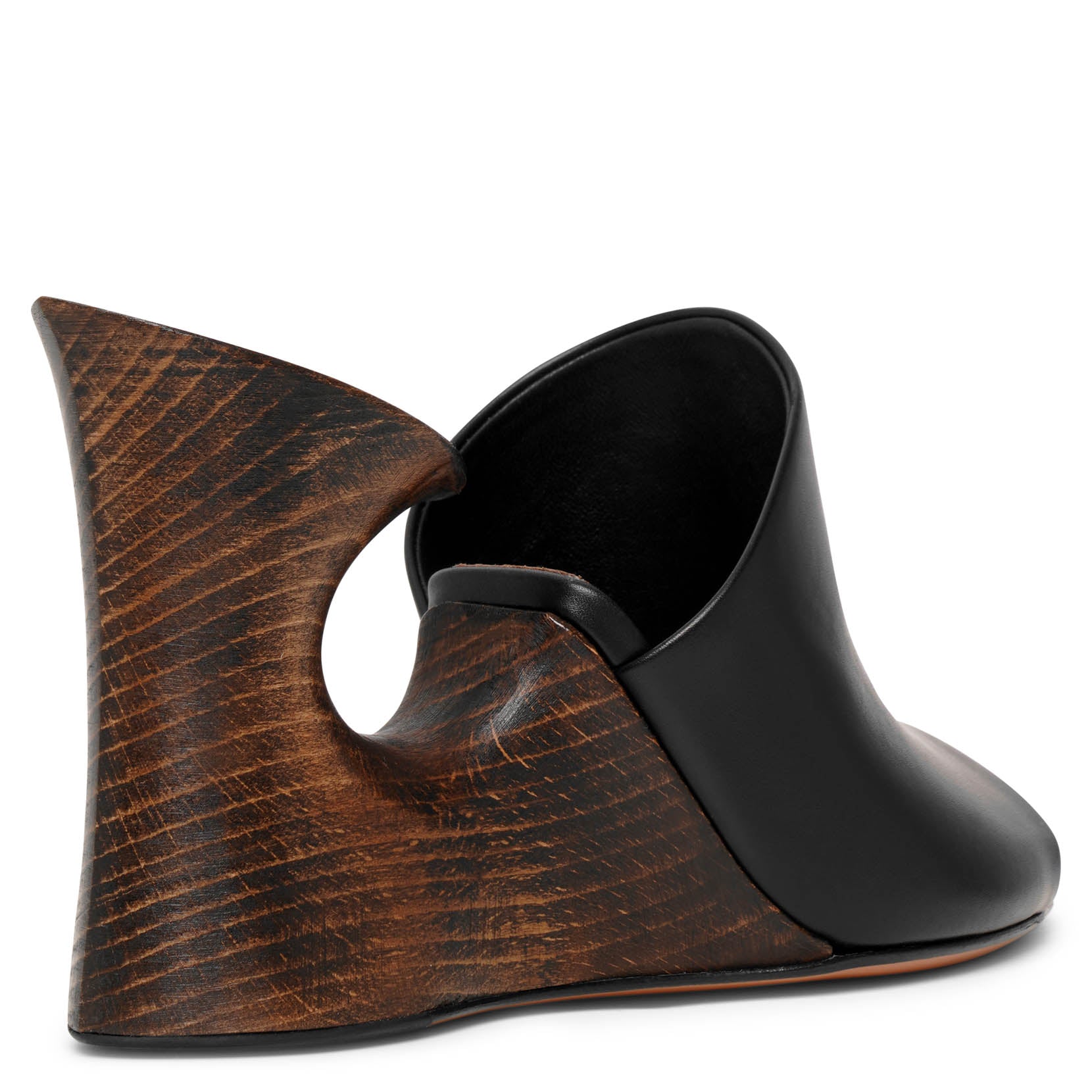 La Sculpture black leather wedge mules