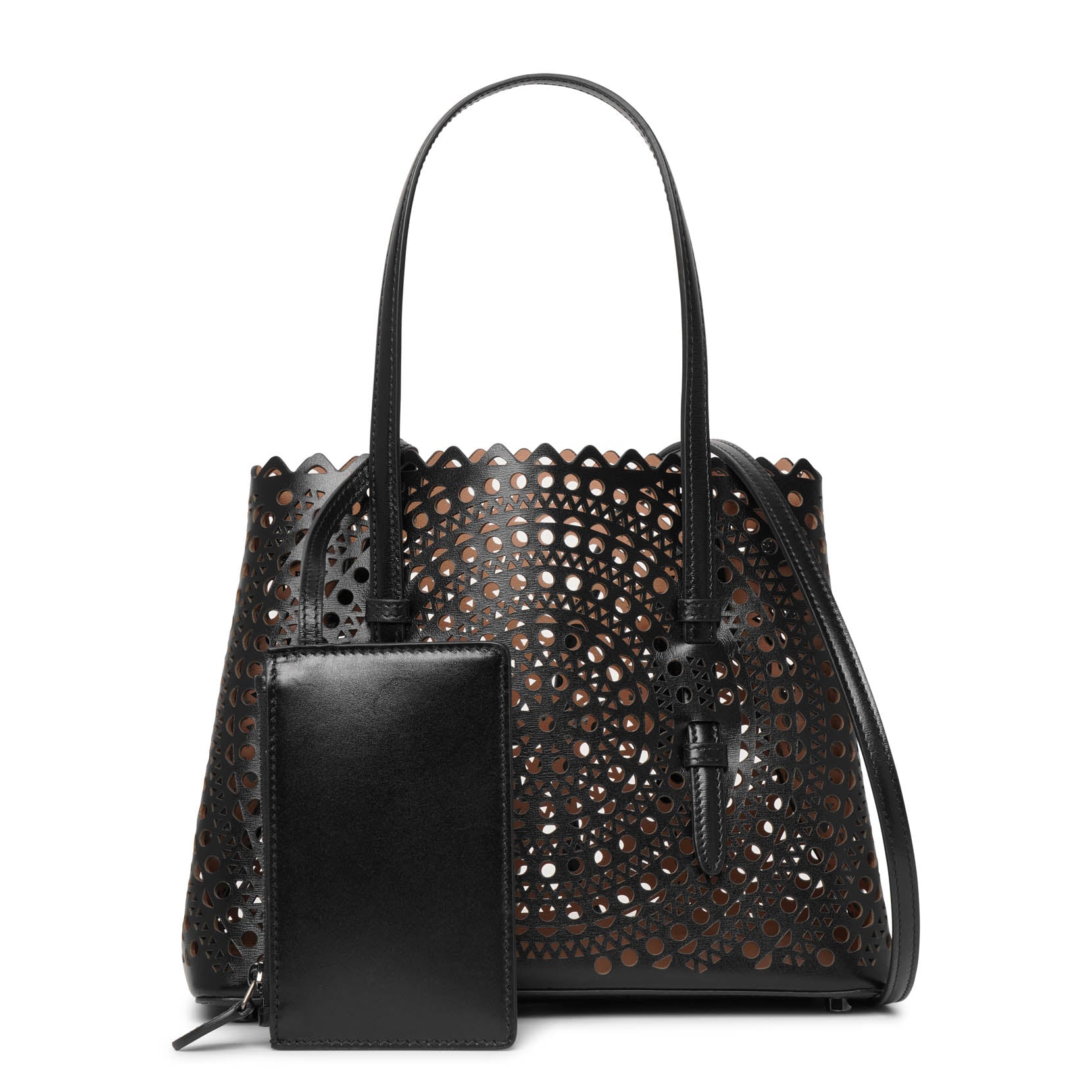 Mina 25 vienne circulaire black leather tote bag