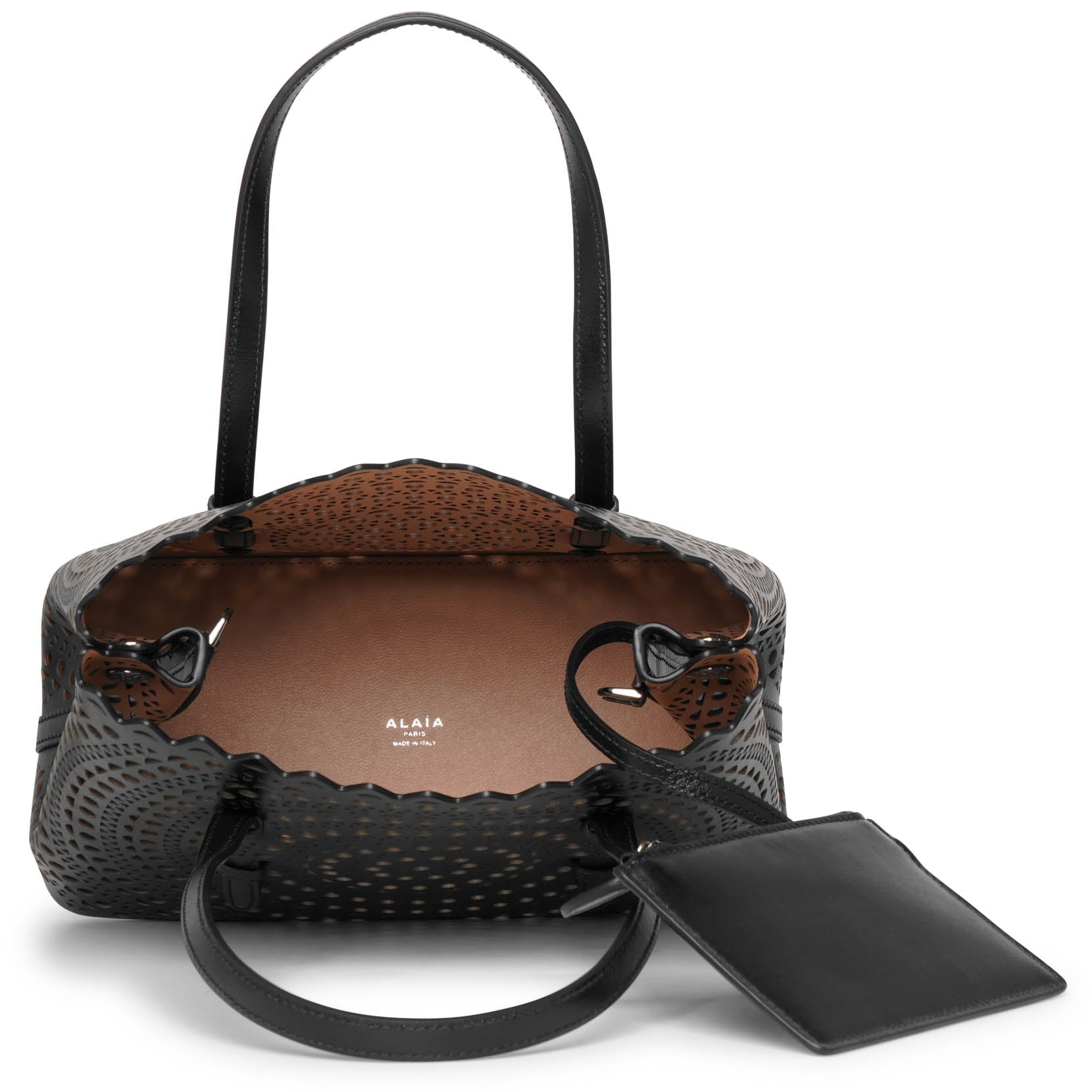 Mina 25 vienne circulaire black leather tote bag