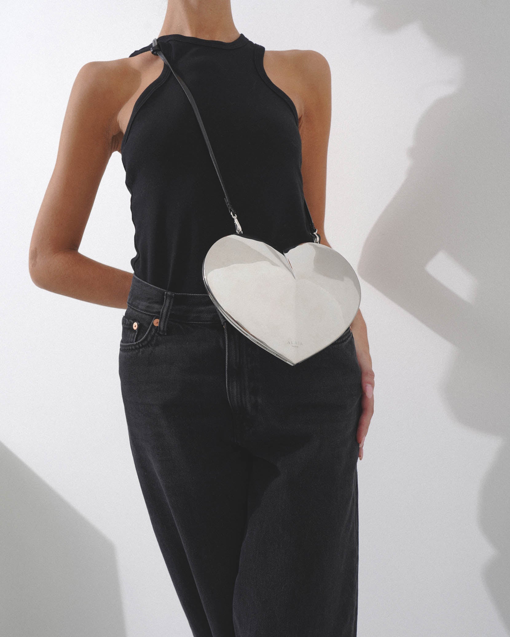 Le Coeur brass crossbody bag