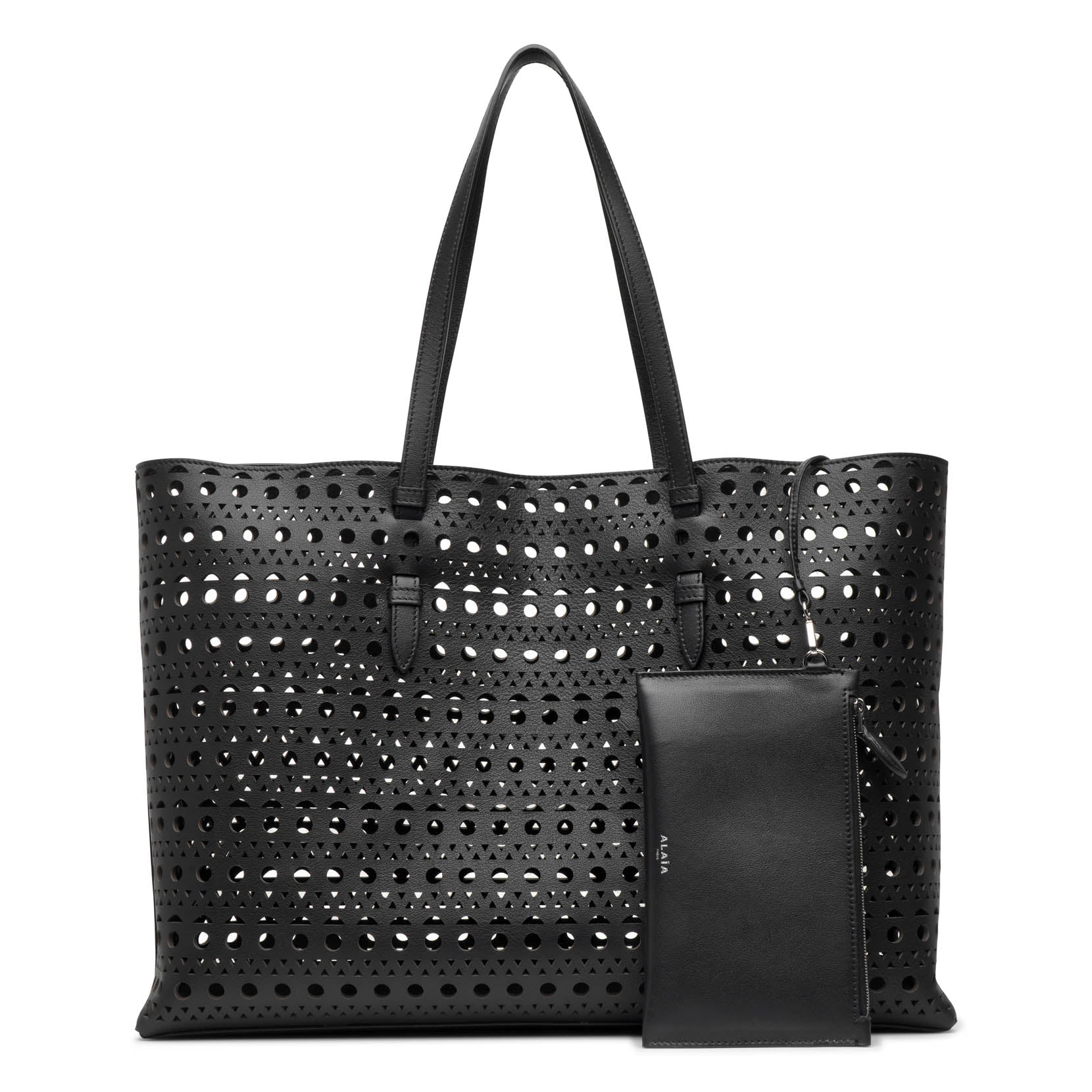 Mina 44 vienne black leather tote bag