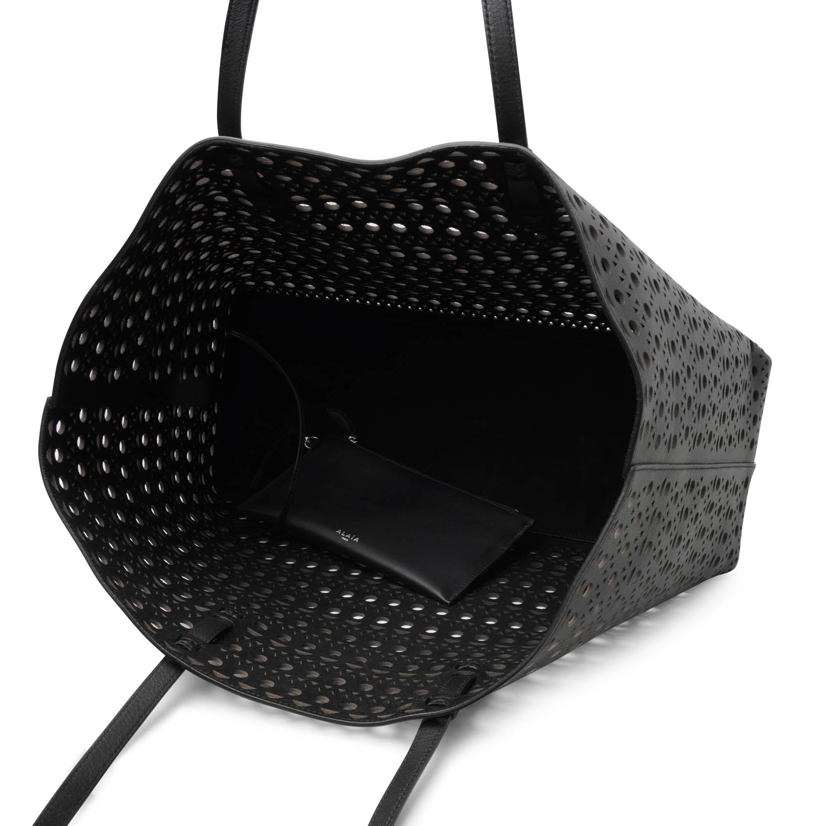 Mina 44 vienne black leather tote bag