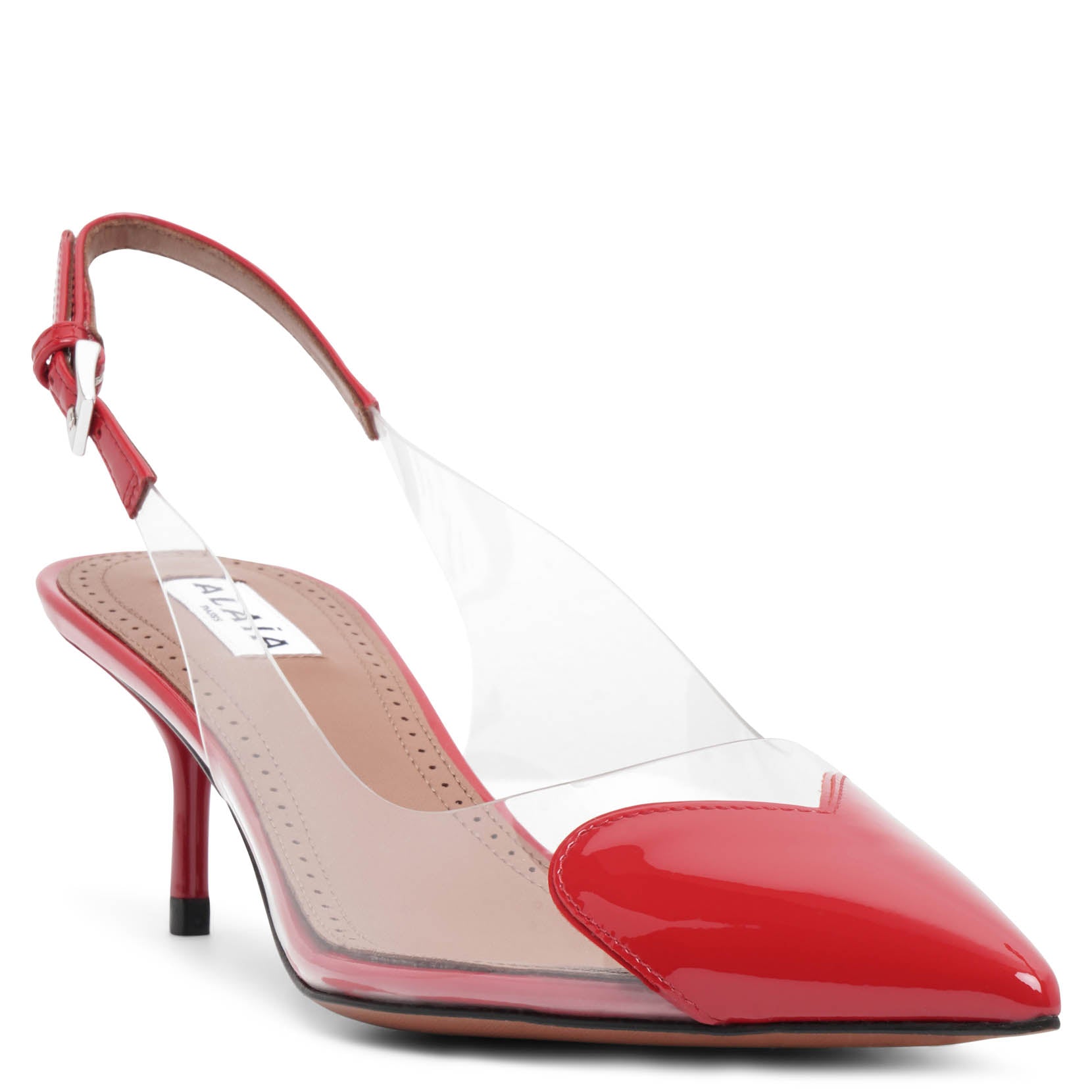 Coeur 55 red patent slingback pumps