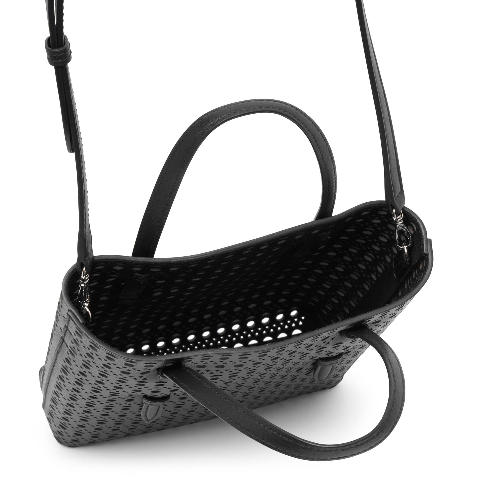 Mina NS black leather tote bag
