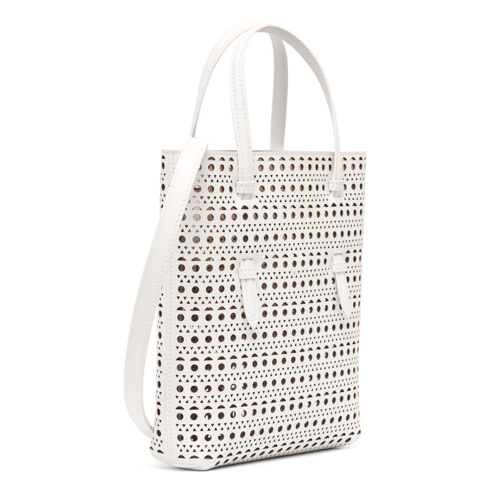 Mina NS white leather tote bag