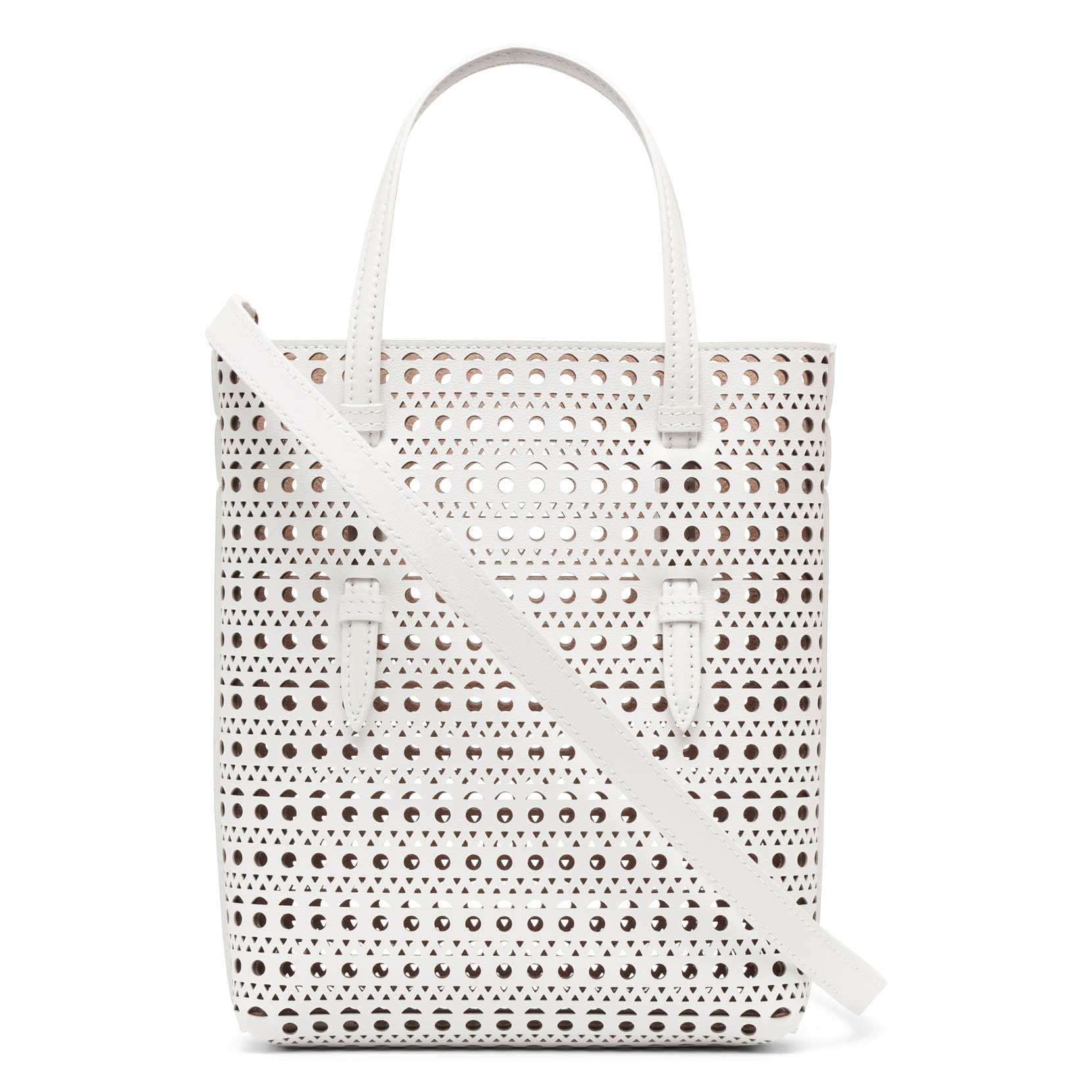 Mina NS white leather tote bag