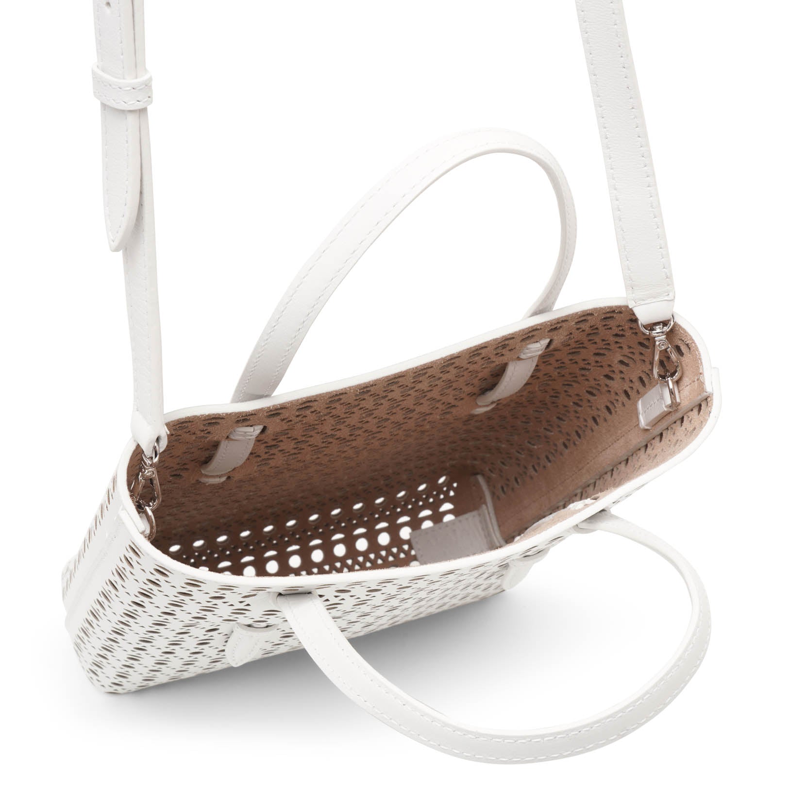 Mina NS white leather tote bag
