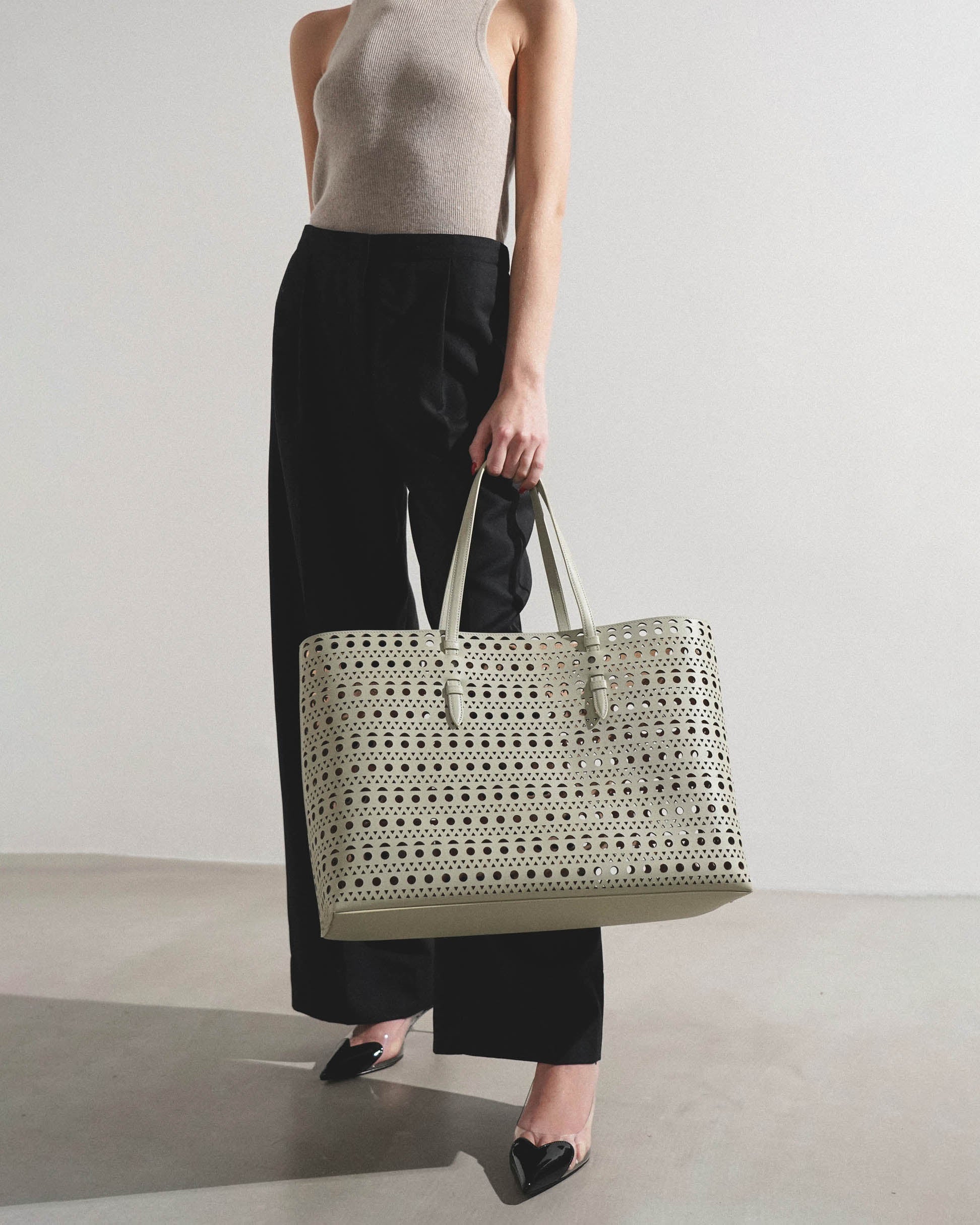 Mina 44 grey leather tote bag