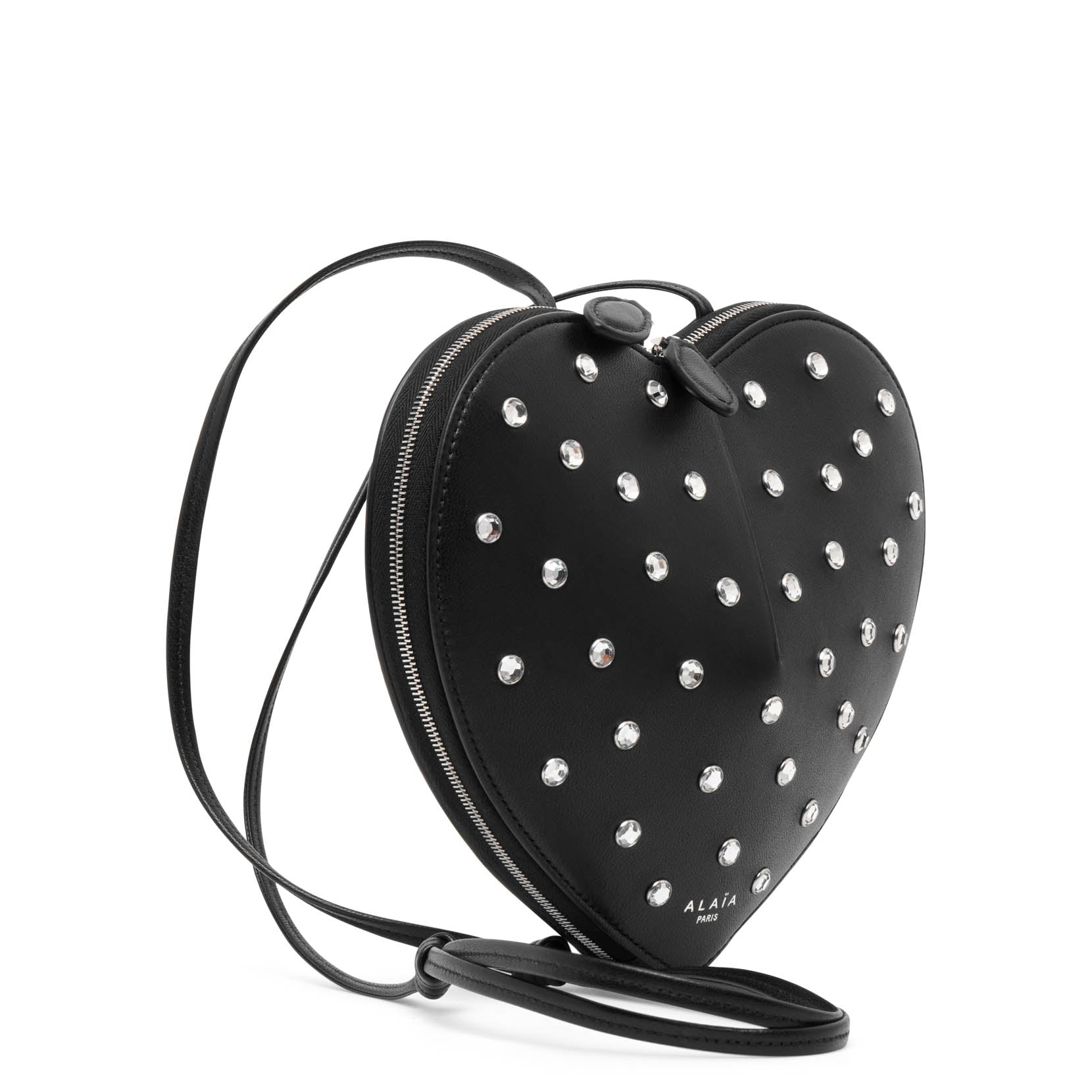 Le Coeur black studded leather crossbody bag