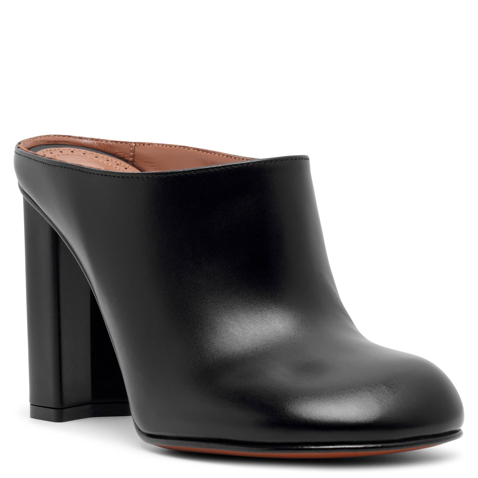 Babylone black leather mules