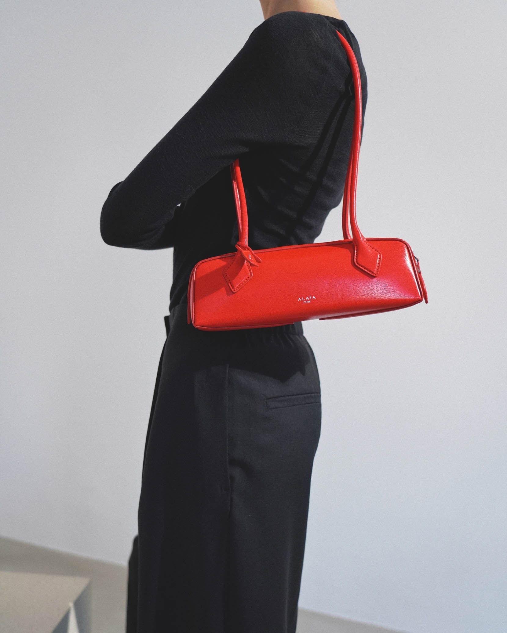 Le Teckel small red leather bag