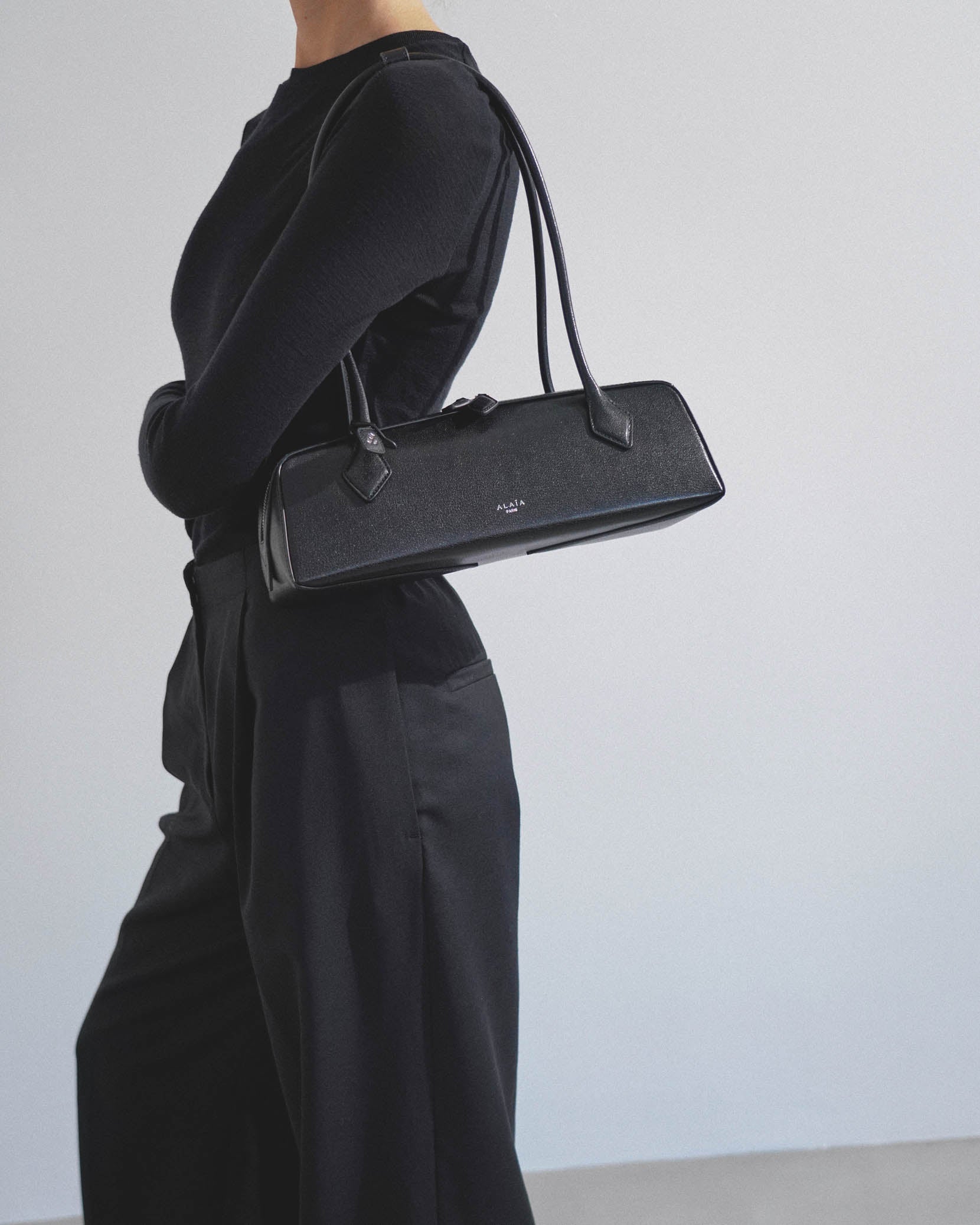 Le Teckel Medium black leather bag