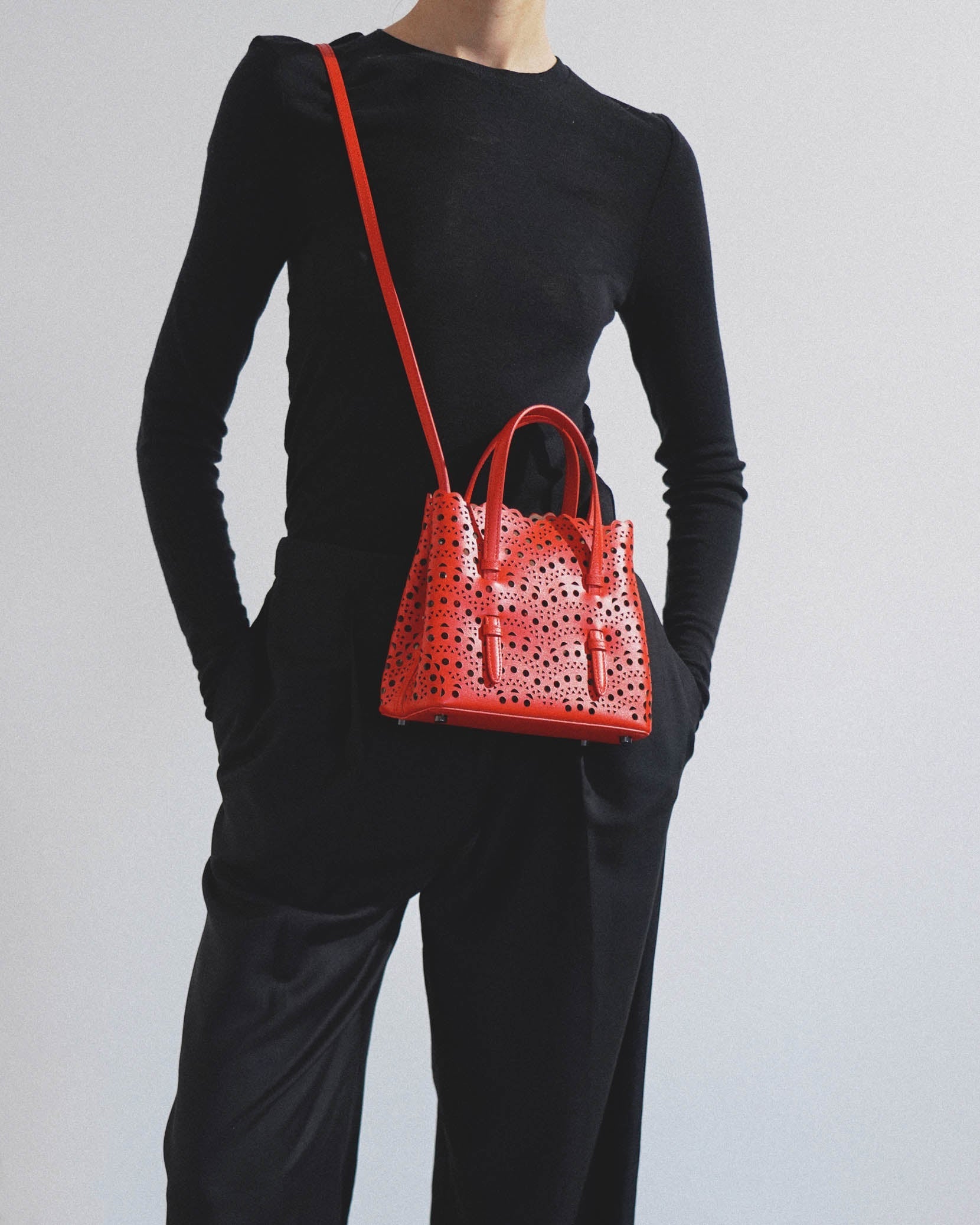 Mina 20 vienne vague red leather tote bag