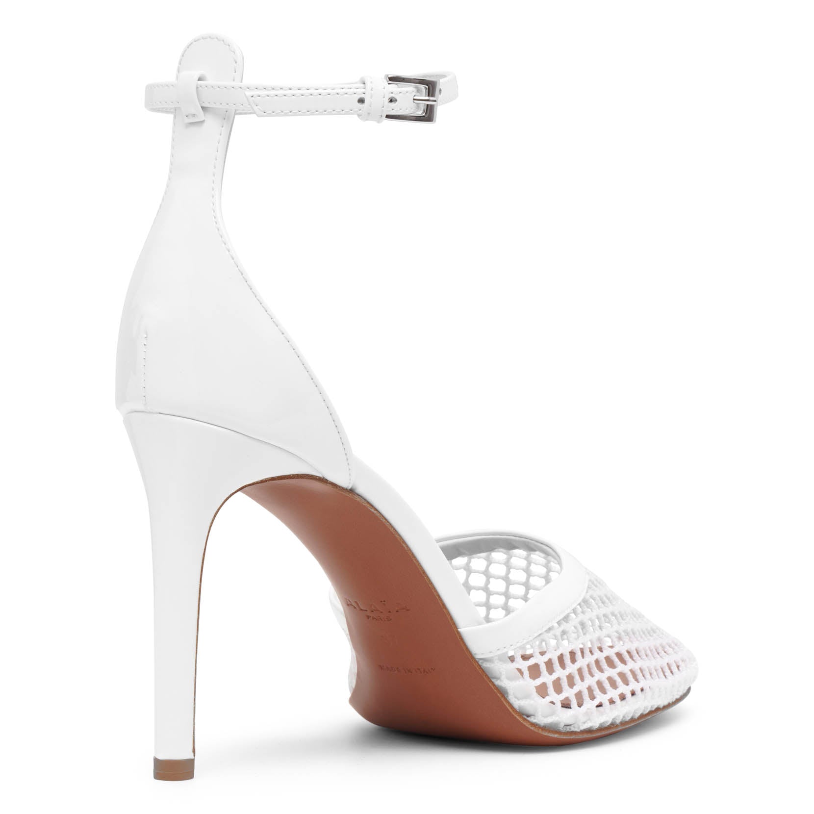 White mesh pumps