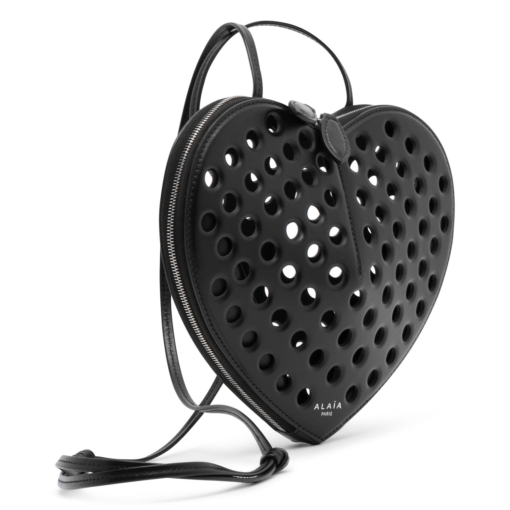 Le Coeur black perforated crossbody bag