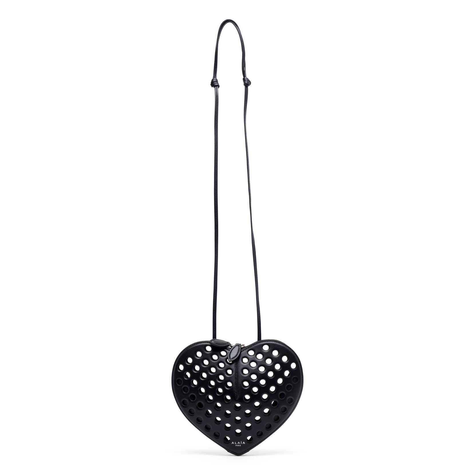Le Coeur black perforated crossbody bag