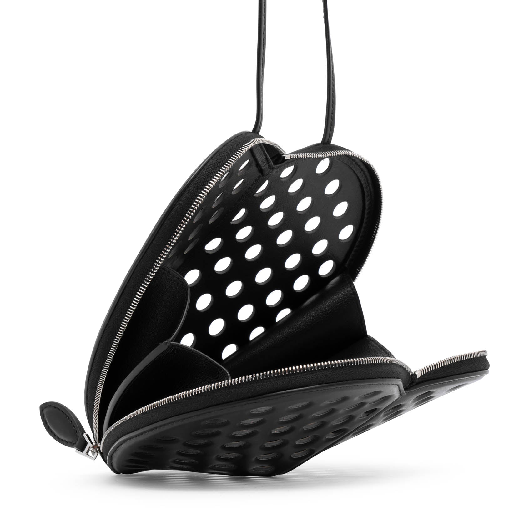 Le Coeur black perforated crossbody bag