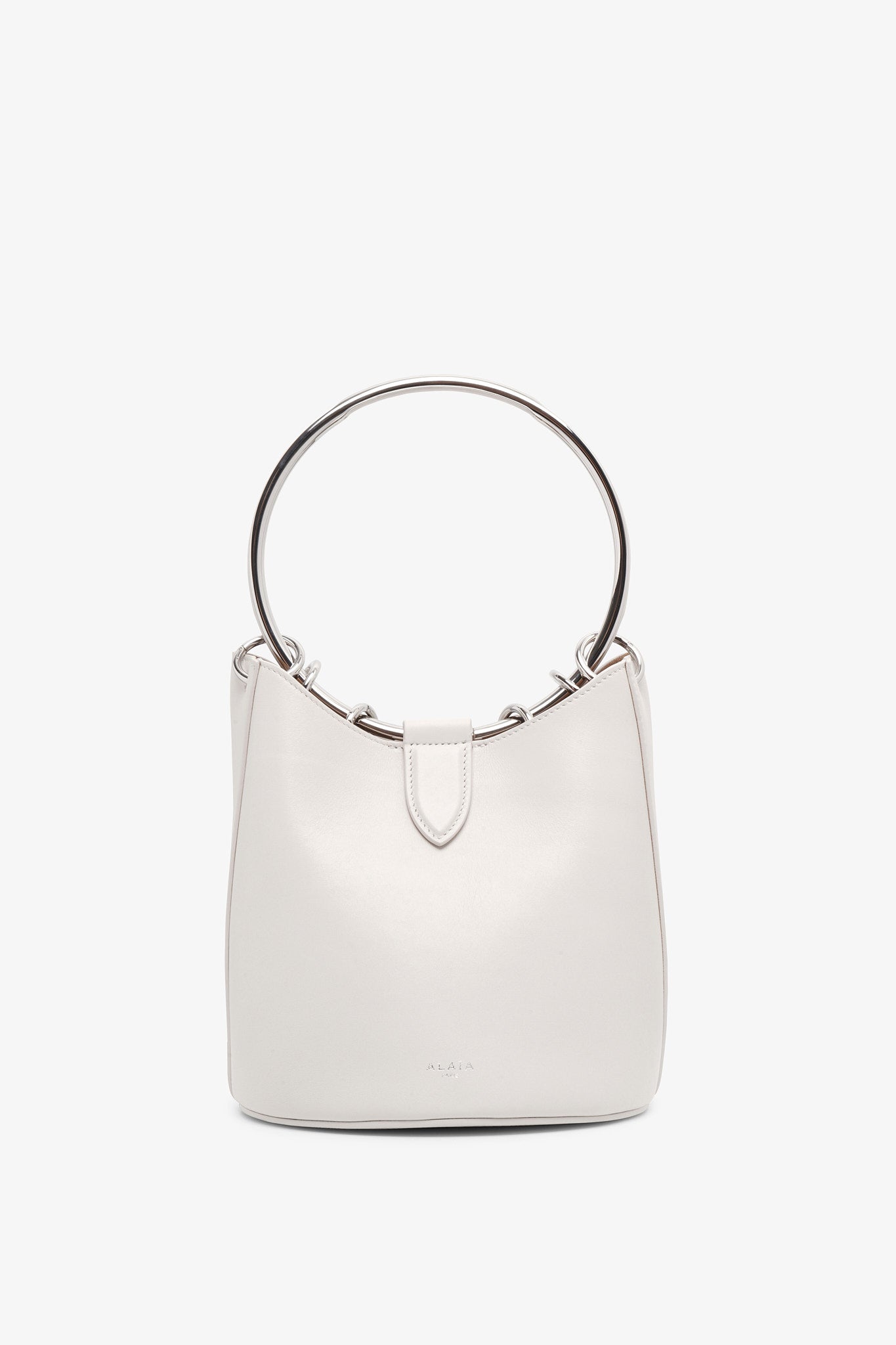 Ring medium ivory leather bucket bag