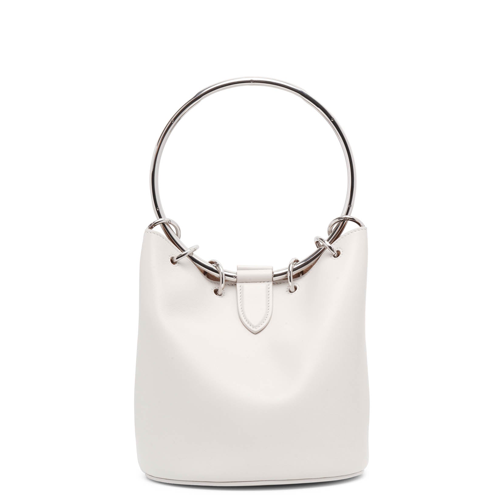 Ring medium ivory leather bucket bag