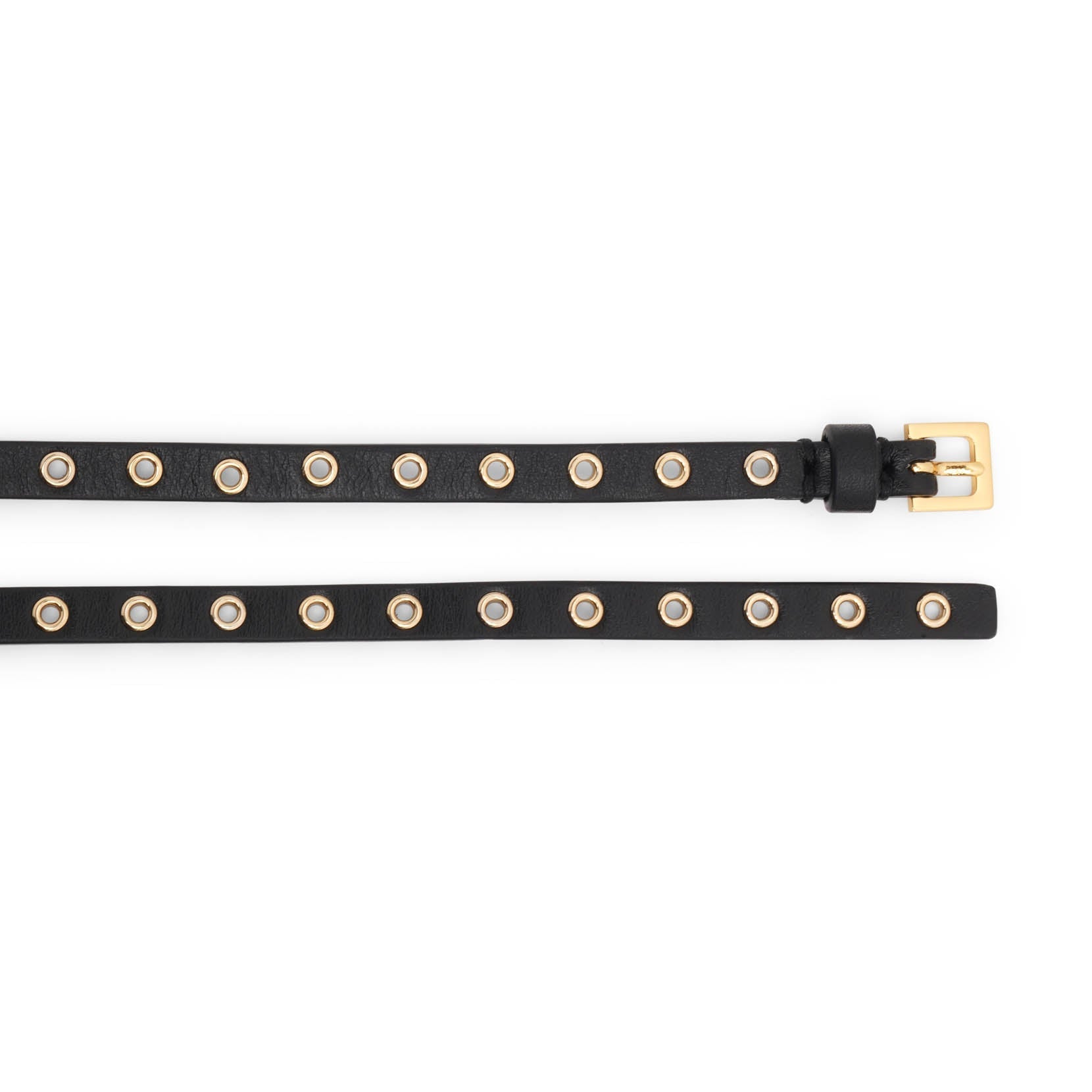 Mini black leather belt