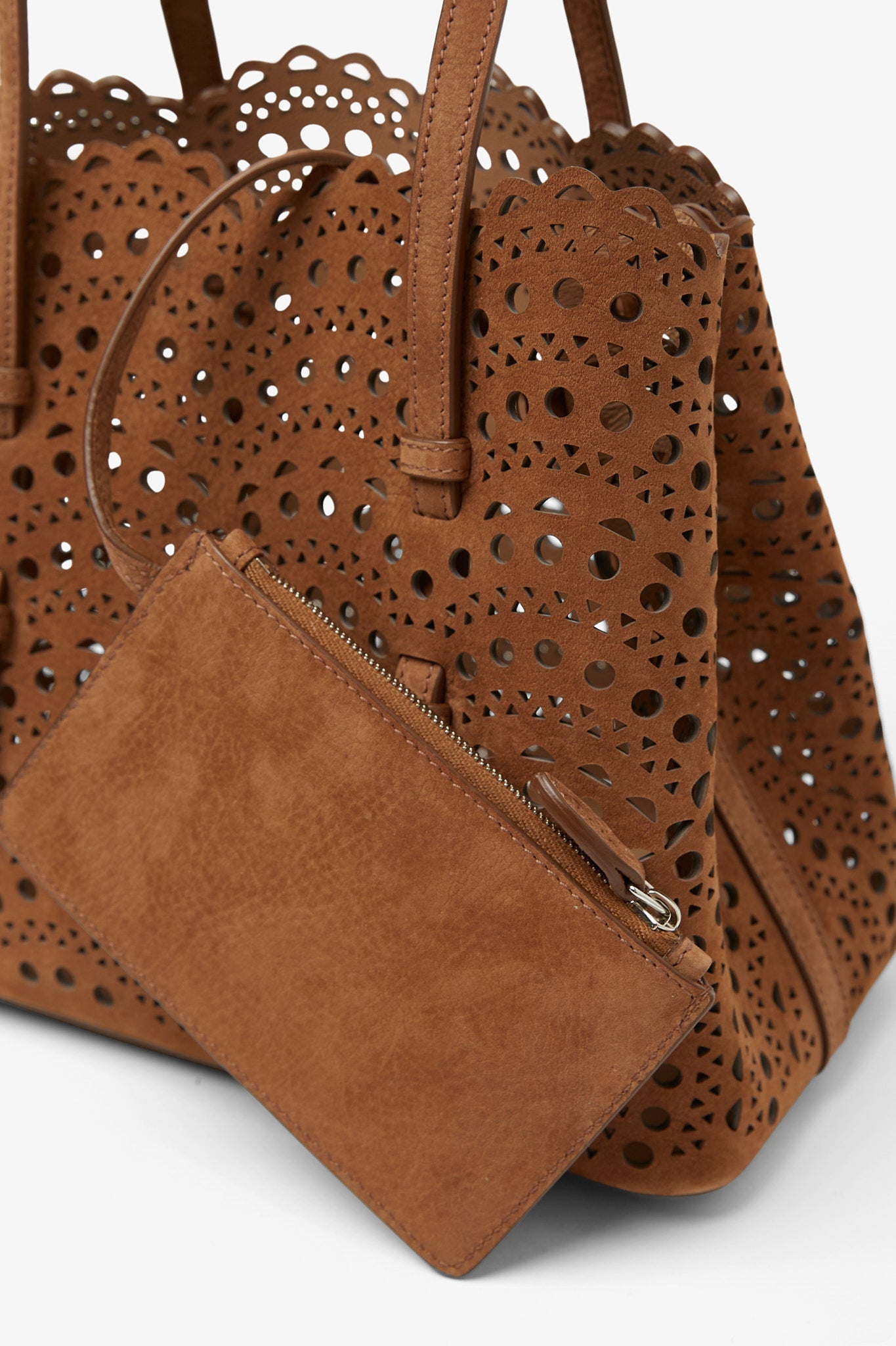 Mina 25 vienne light brown suede tote bag