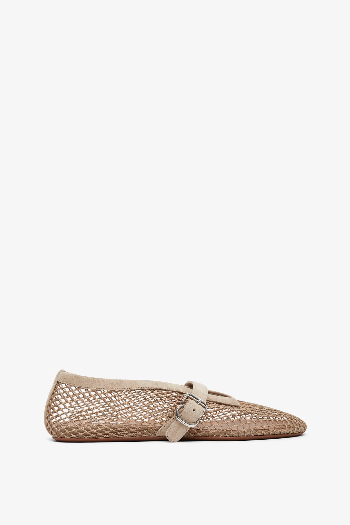 Greige mesh ballet flats