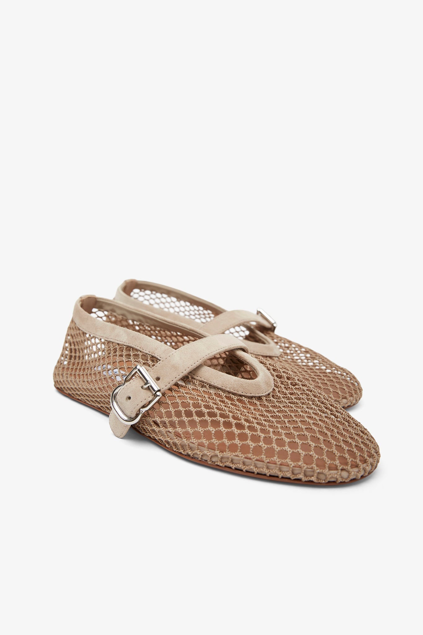 Greige mesh ballet flats