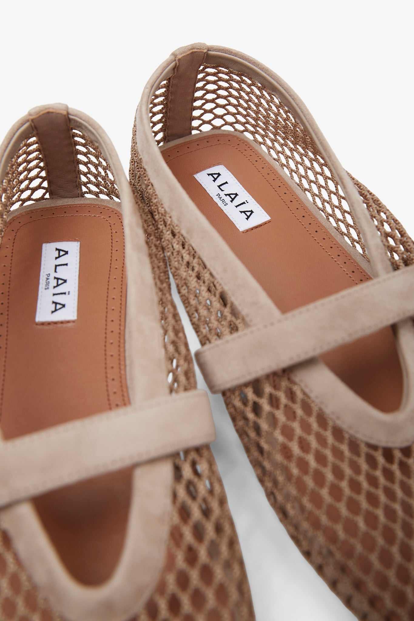 Greige mesh ballet flats