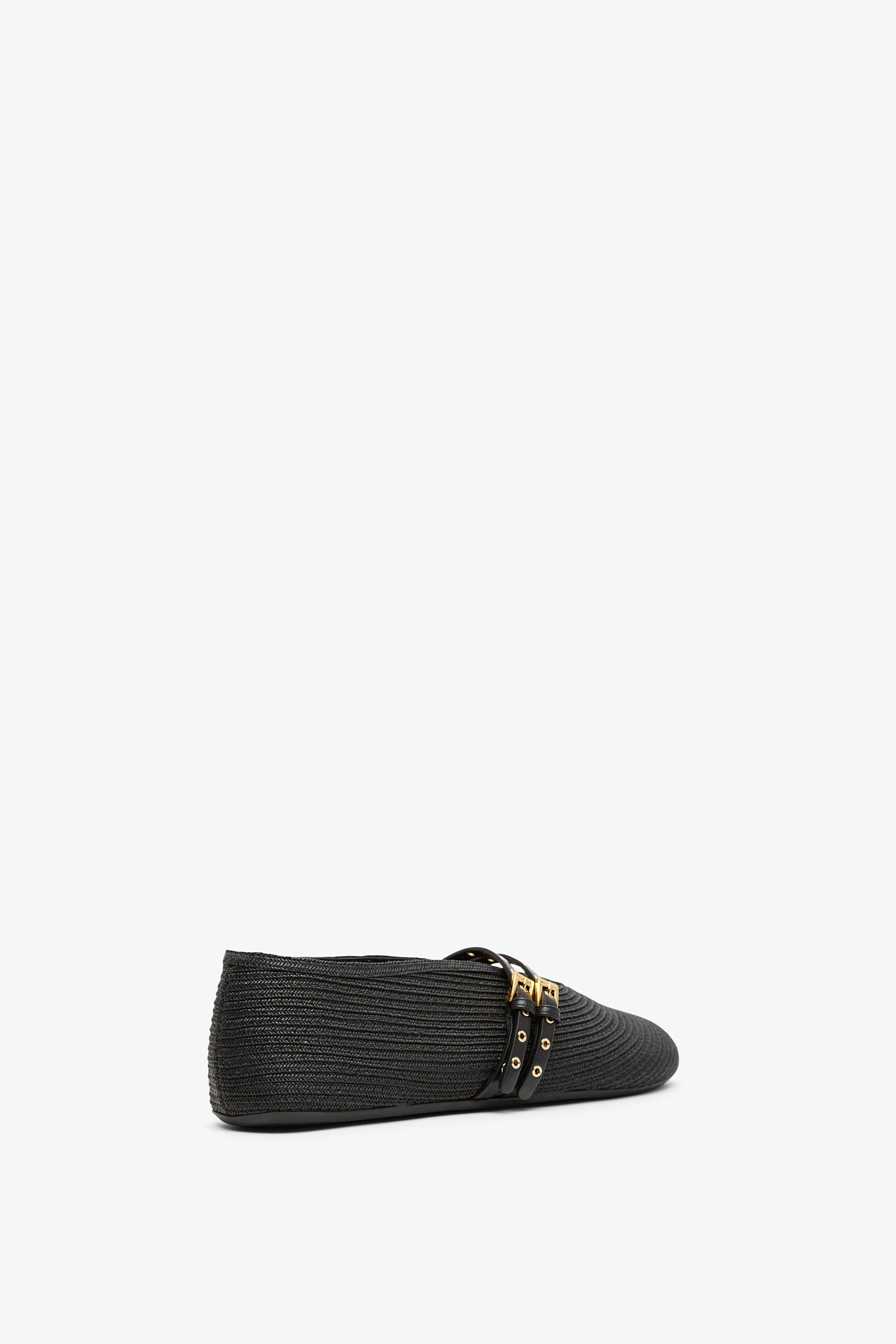 Paper straw black ballet flats
