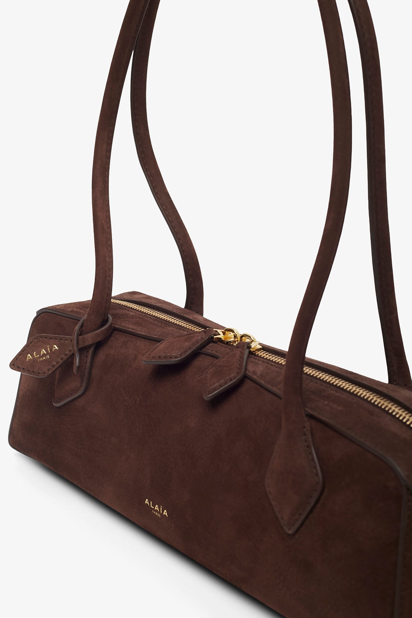 Le Teckel Medium dark brown suede bag