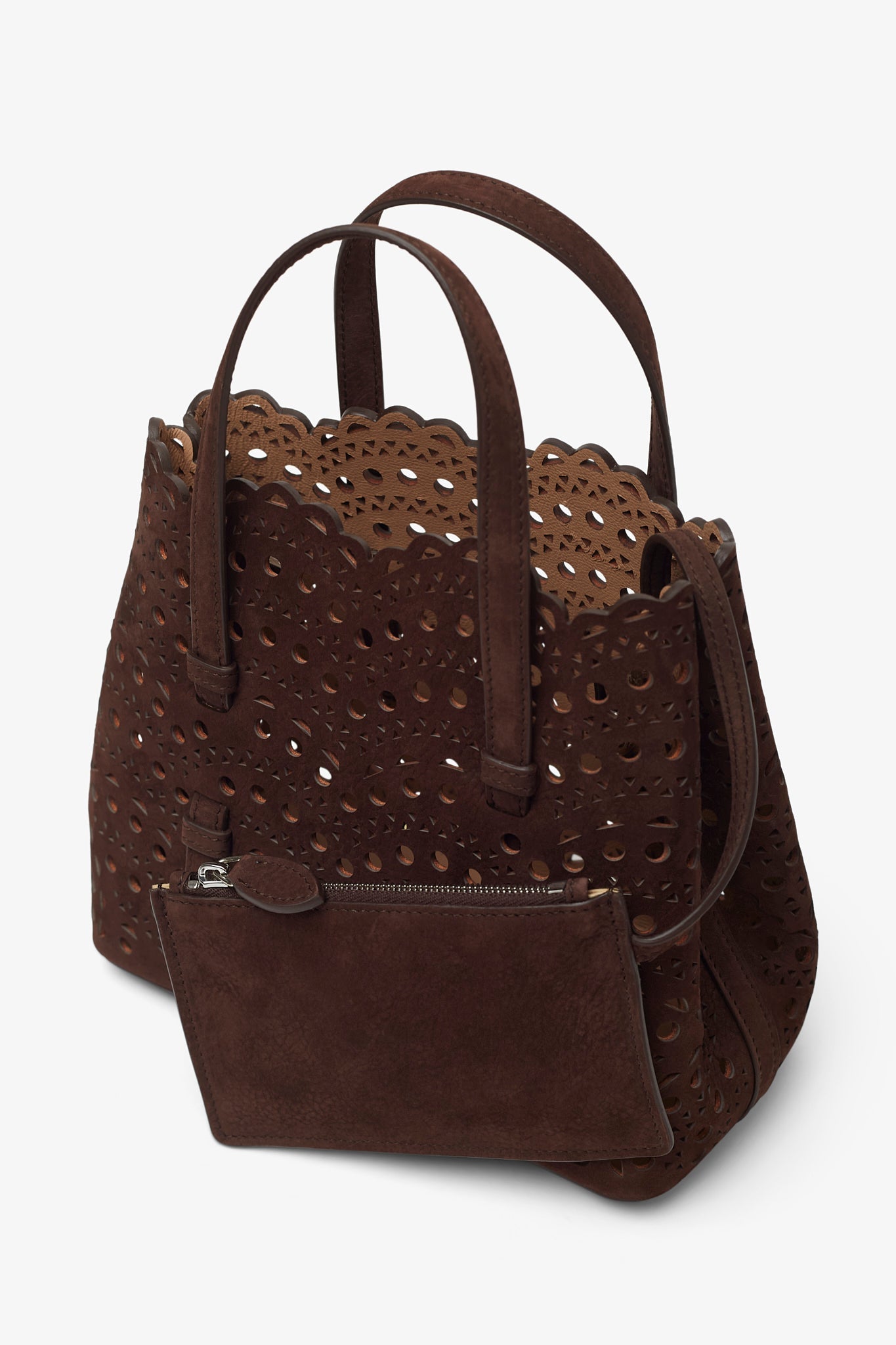 Mina 20 vienne vague dark brown nubuck tote bag