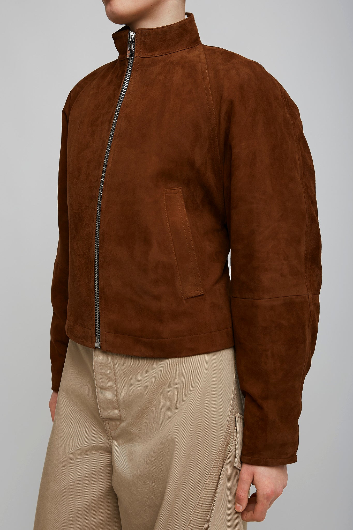 Round brown suede jacket